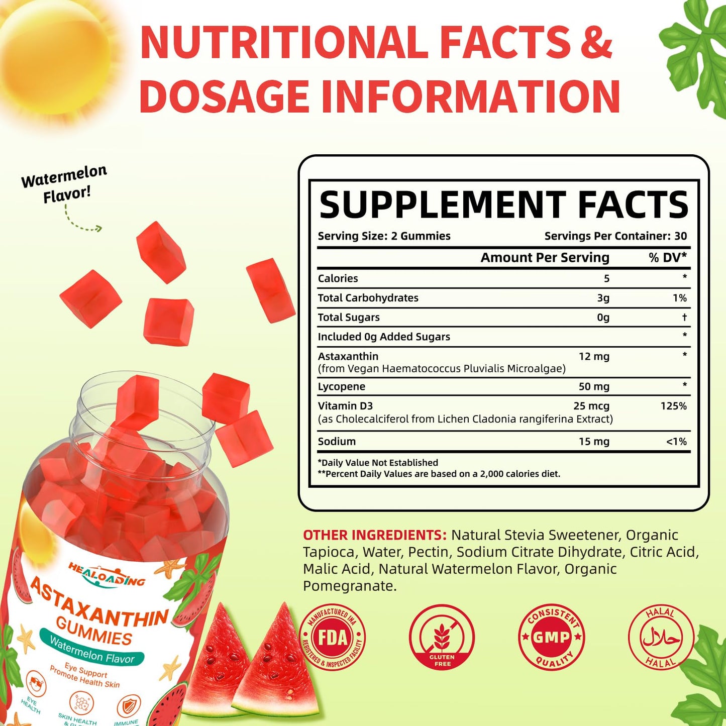HEALOADING Astaxanthin 12mg Gummies, 60 Count