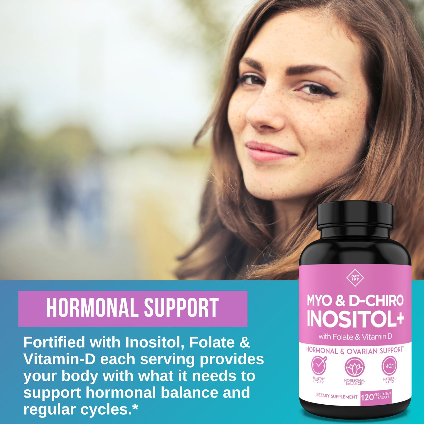 Optify Inositol Supplement Bundle Powder - Myo-Inositol & D-Chiro Inositol with Folate & Vitamin D, 1 Count