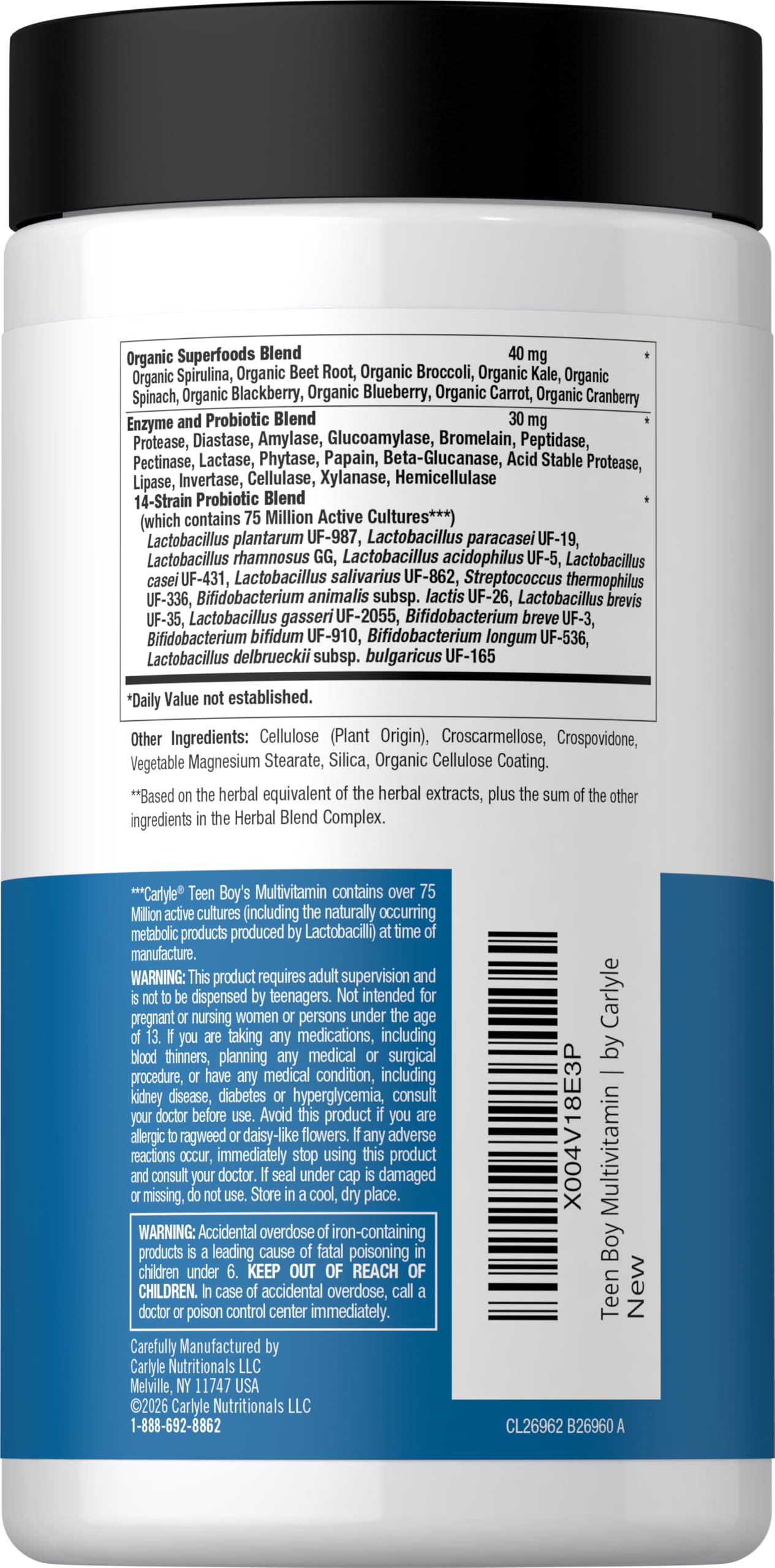 Carlyle Teen Multivitamin for Boys Caplets 60 Count