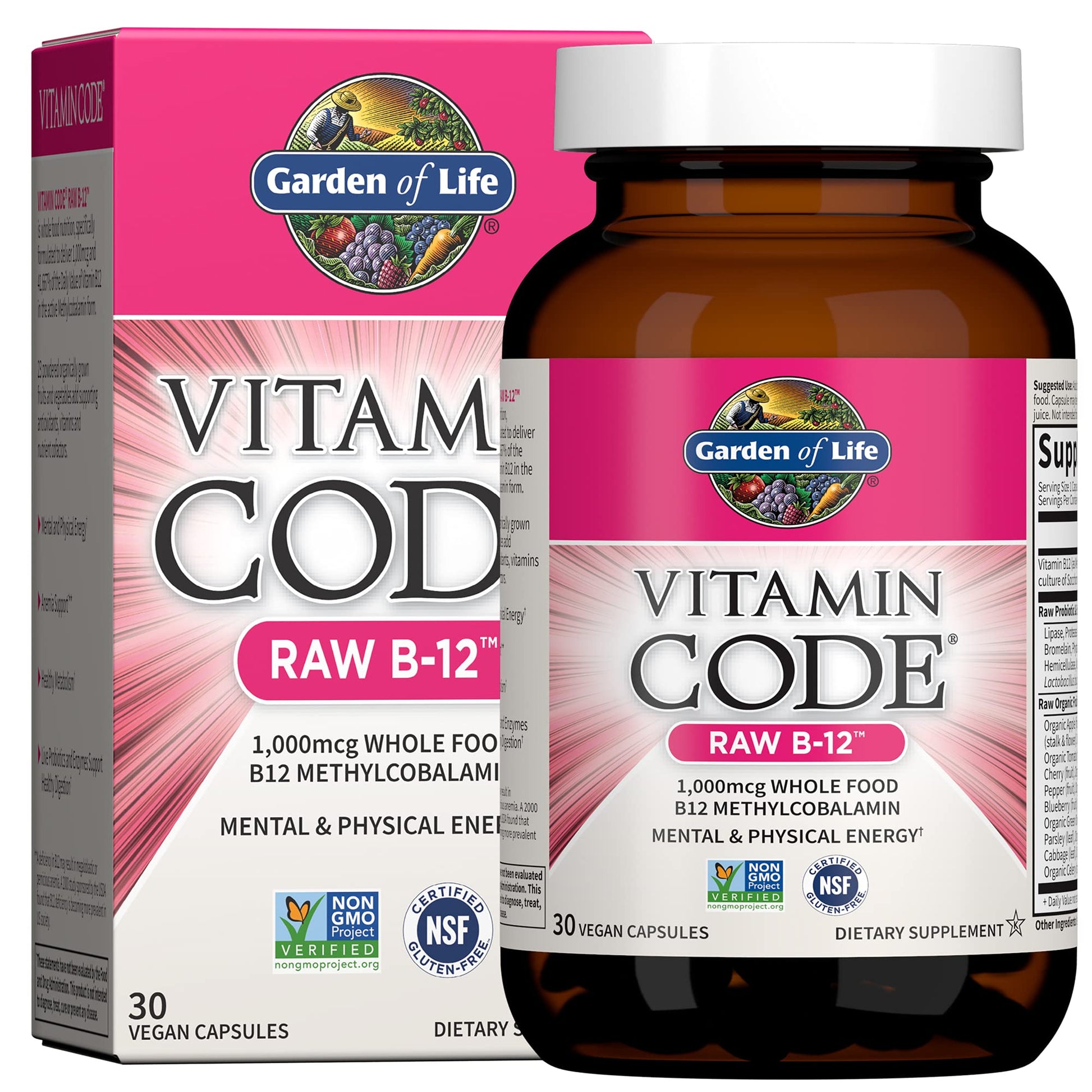 Garden of Life Vitamin Code Raw B-12 Capsules, 30 Count