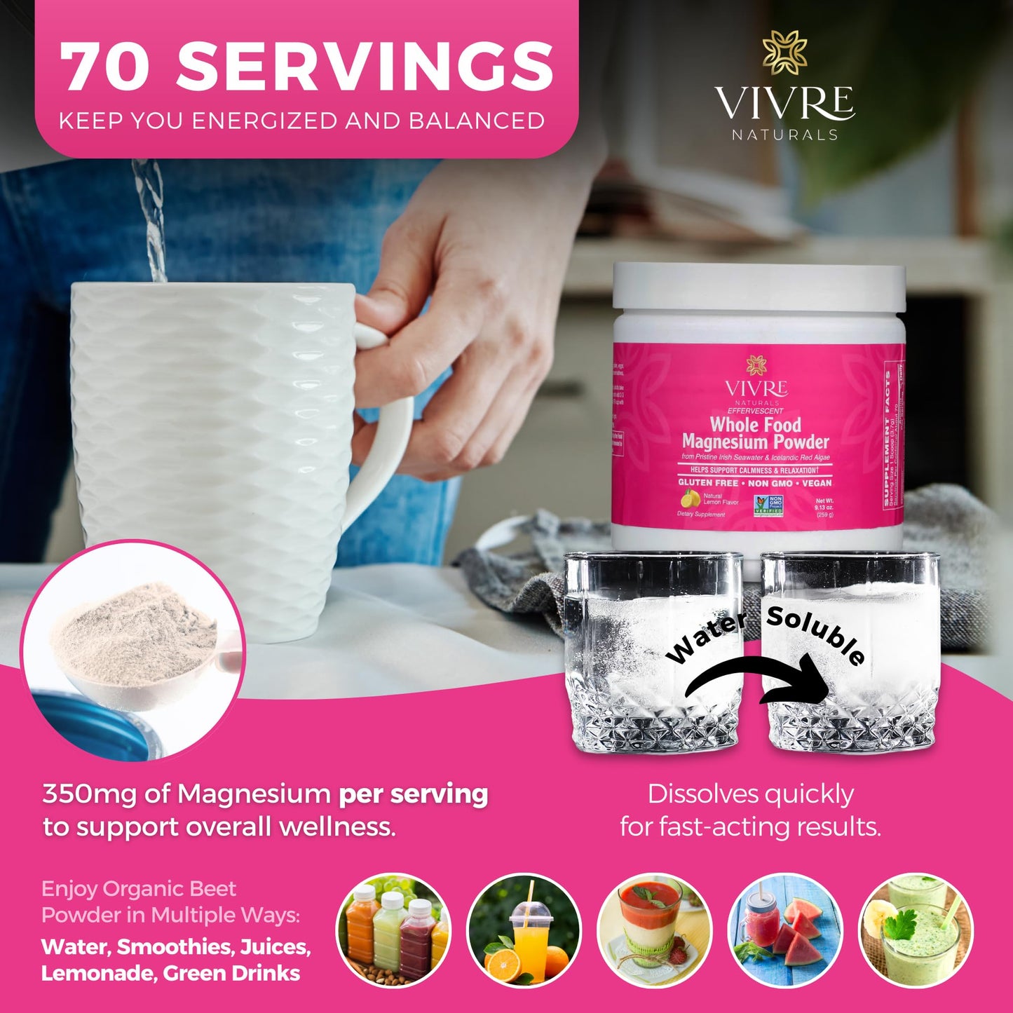 Vivre Naturals Whole Food Magnesium Powder 9.13