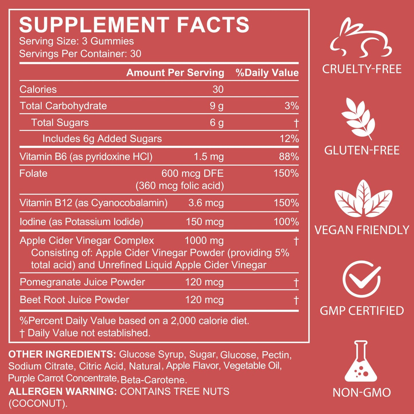 NIFEISHI Apple Cider Vinegar Gummies with Mother, 1000mg ACV, 90 Count