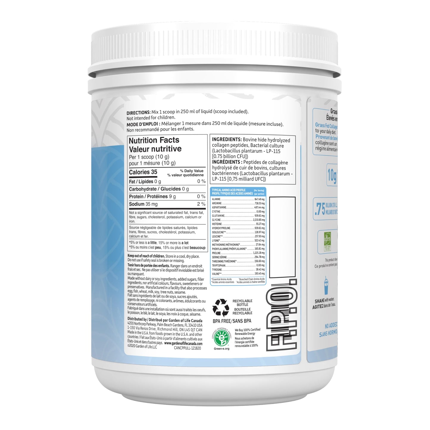 Garden of Life Grass Fed Collagen Peptides Powder 1.23 lb