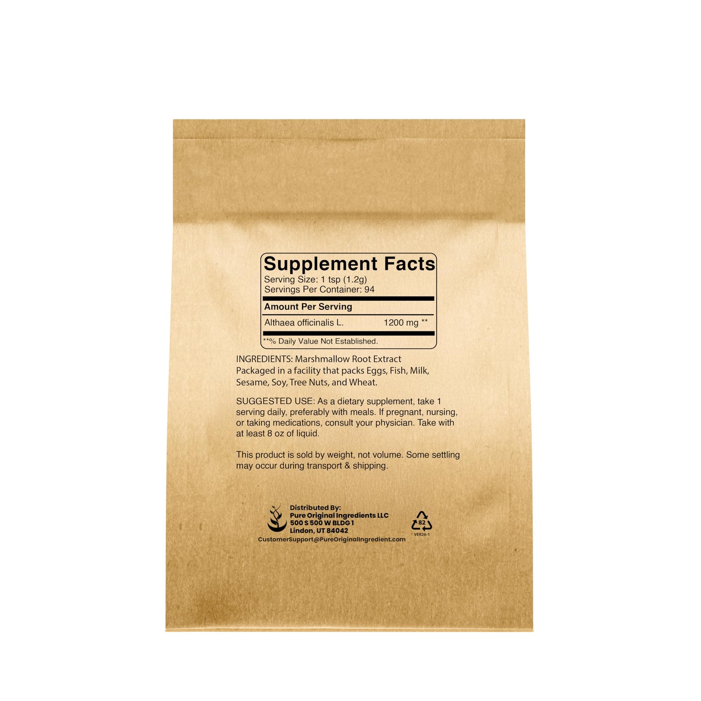 PURE ORIGINAL INGREDIENTS Marshmallow Root Extract Powder, 4 oz