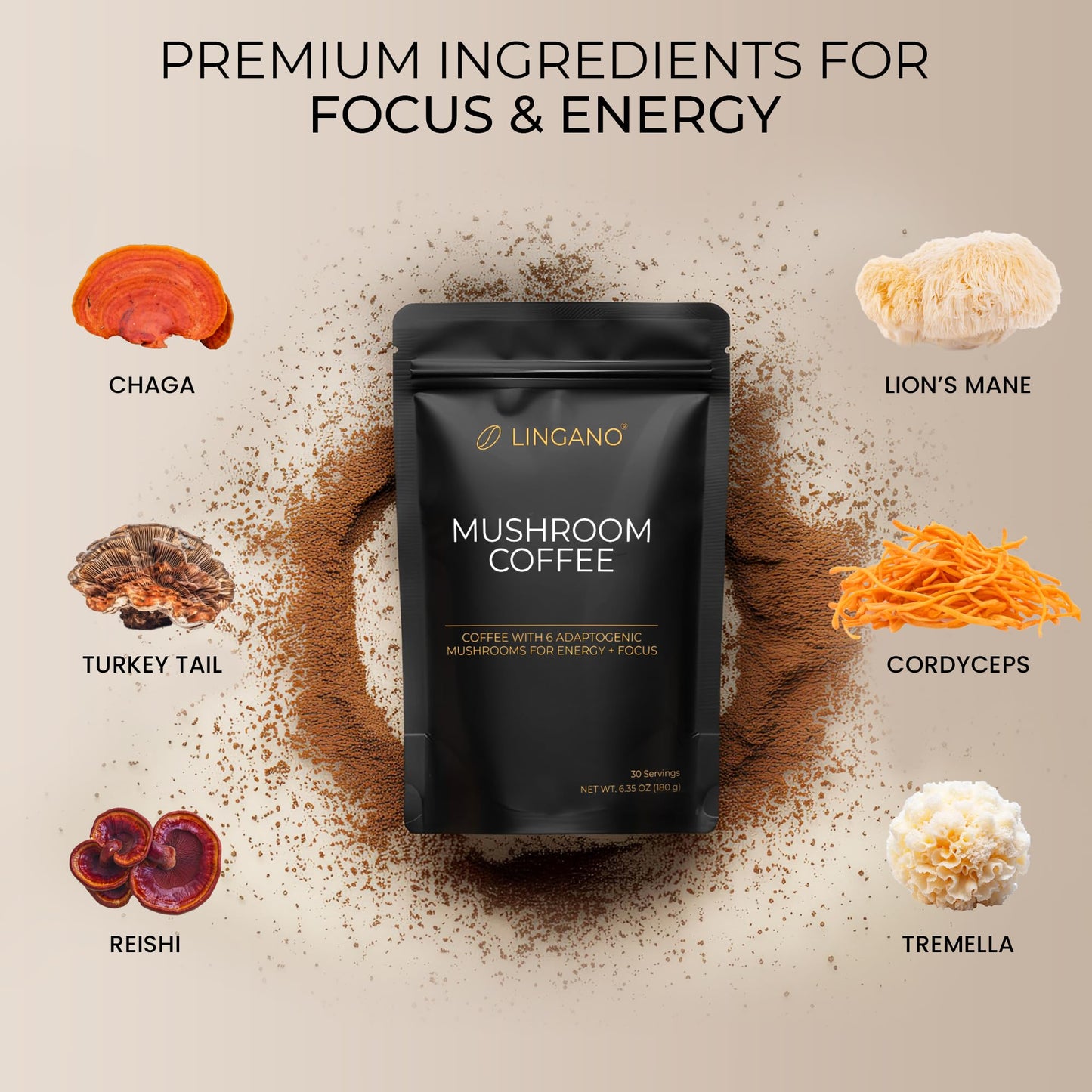 Lingano Mushroom Coffee Powder 6.35