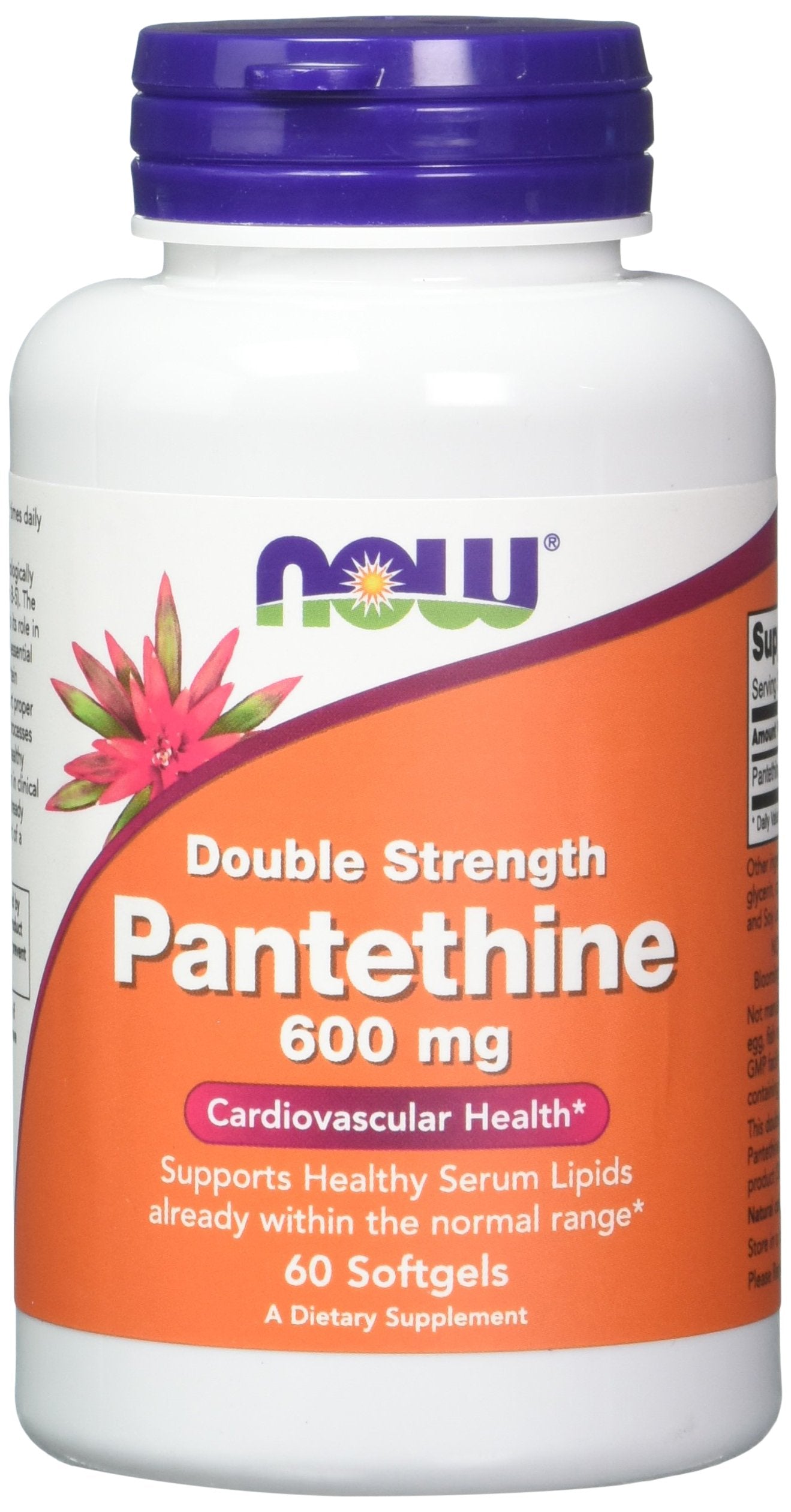 NOW Foods Pantethine 600 mg Softgels, 120 Softgels