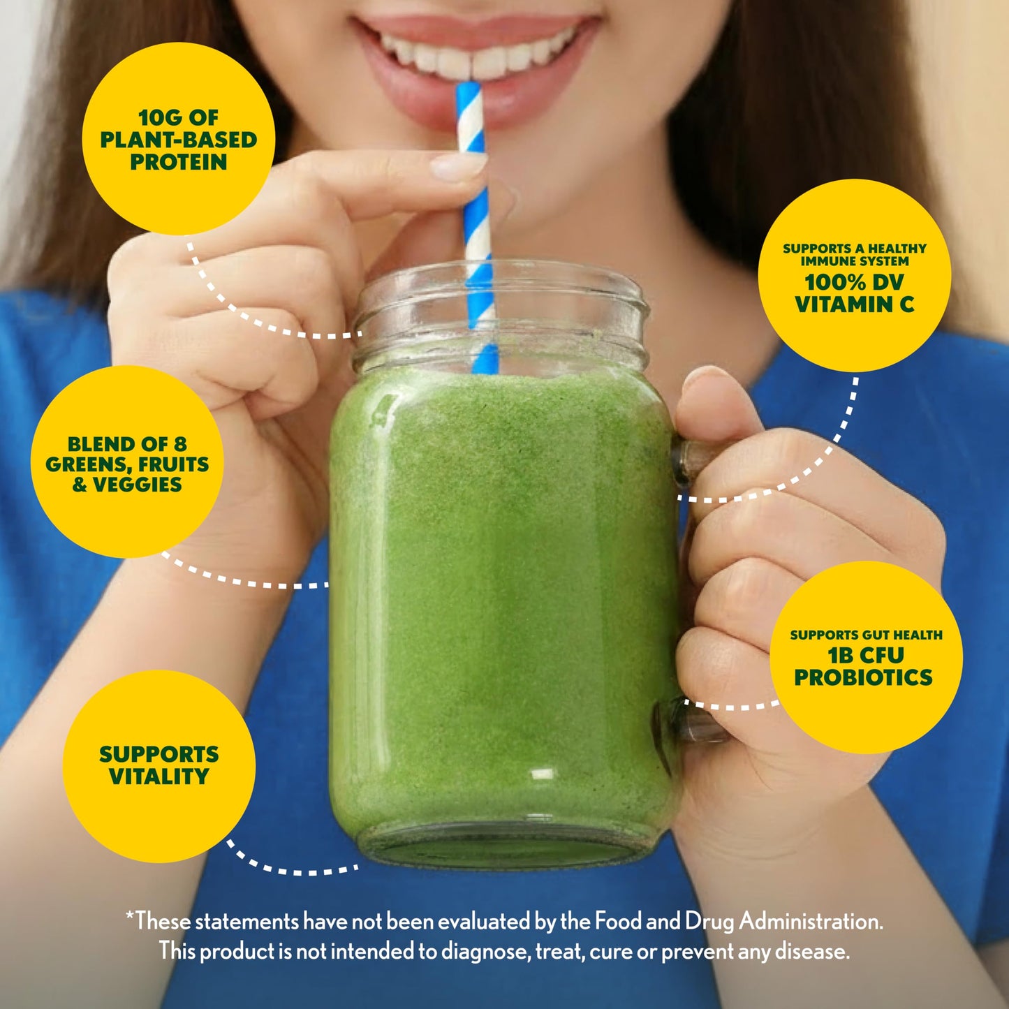 Amazing Grass Super Greens+ Protein Powder Vanilla 7.4 Ounce, 10 Servings