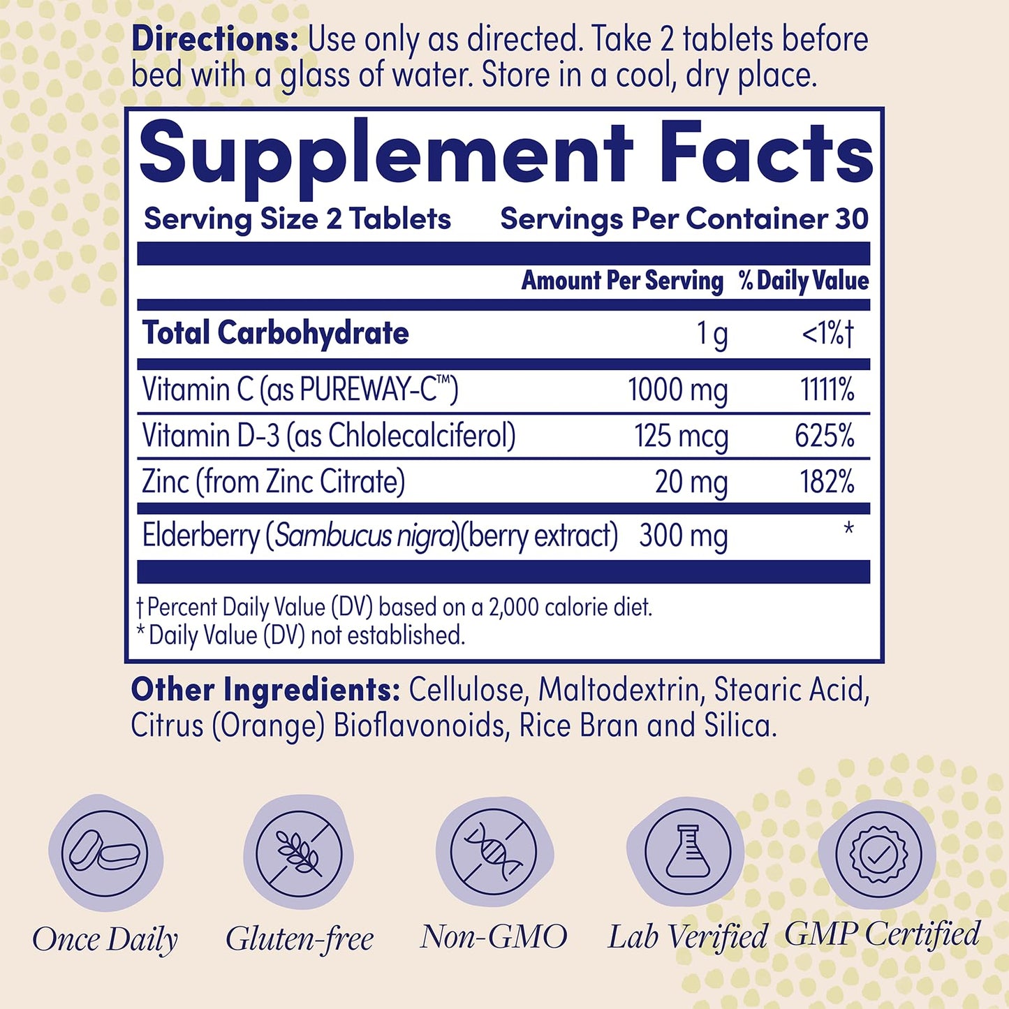 ZAND Immunity Super C+ with Elderberry All Day Immune Support 1000mg PureWay-C Vitamin C Plus Zinc & Vitamin D-3 Enhanced Absorption 60 Tablets