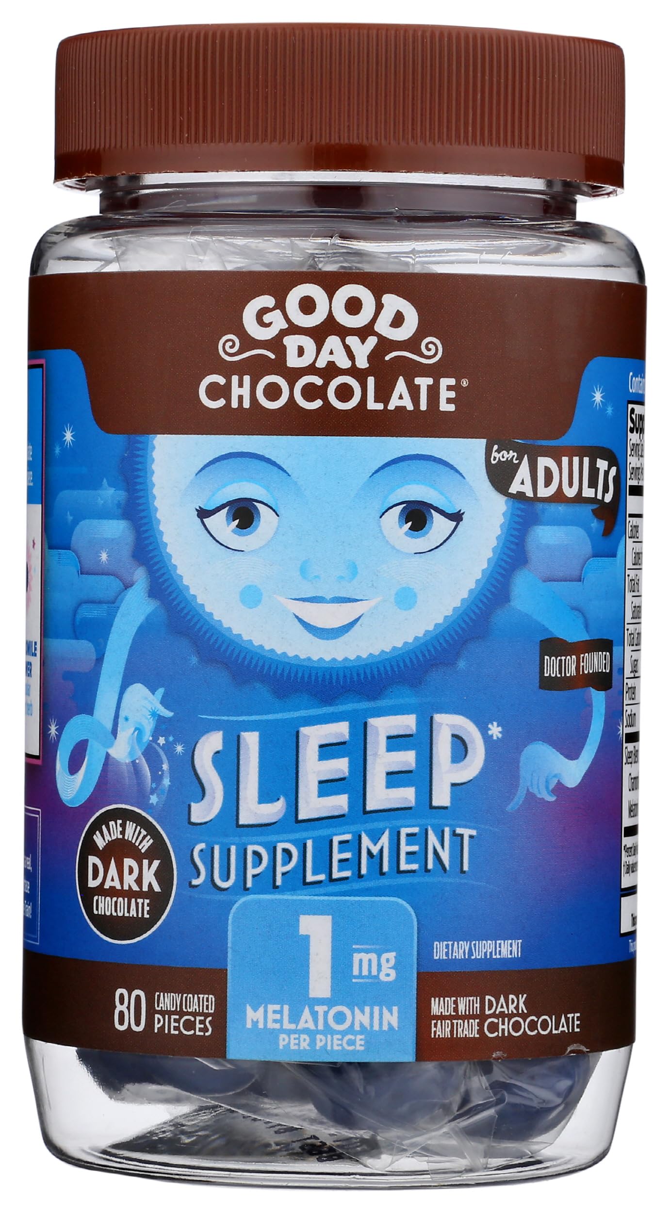 Good Day Chocolate Dark Chocolate Melatonin for Adults Chewable 80 Count