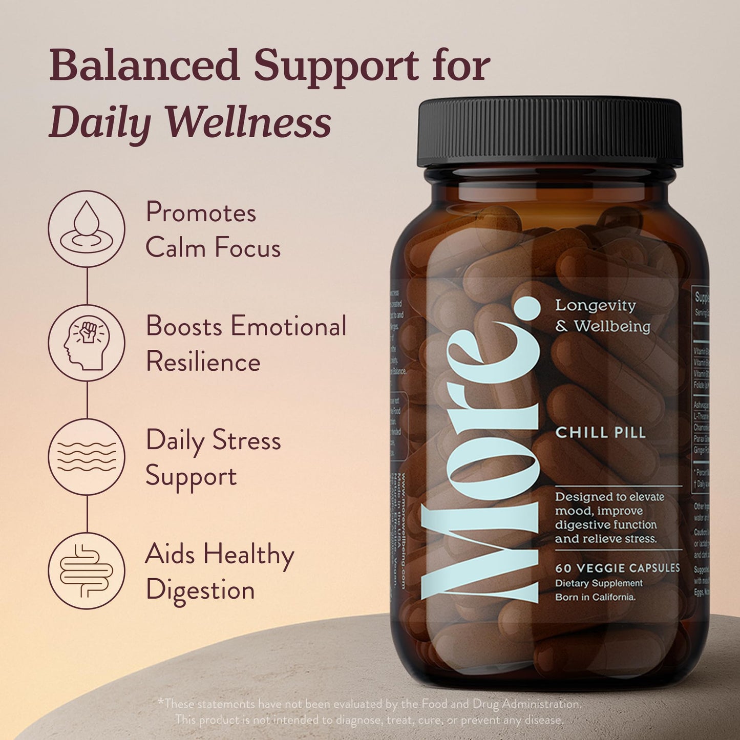 More. Longevity & Wellbeing Chill Pill Capsules, 60 Capsules