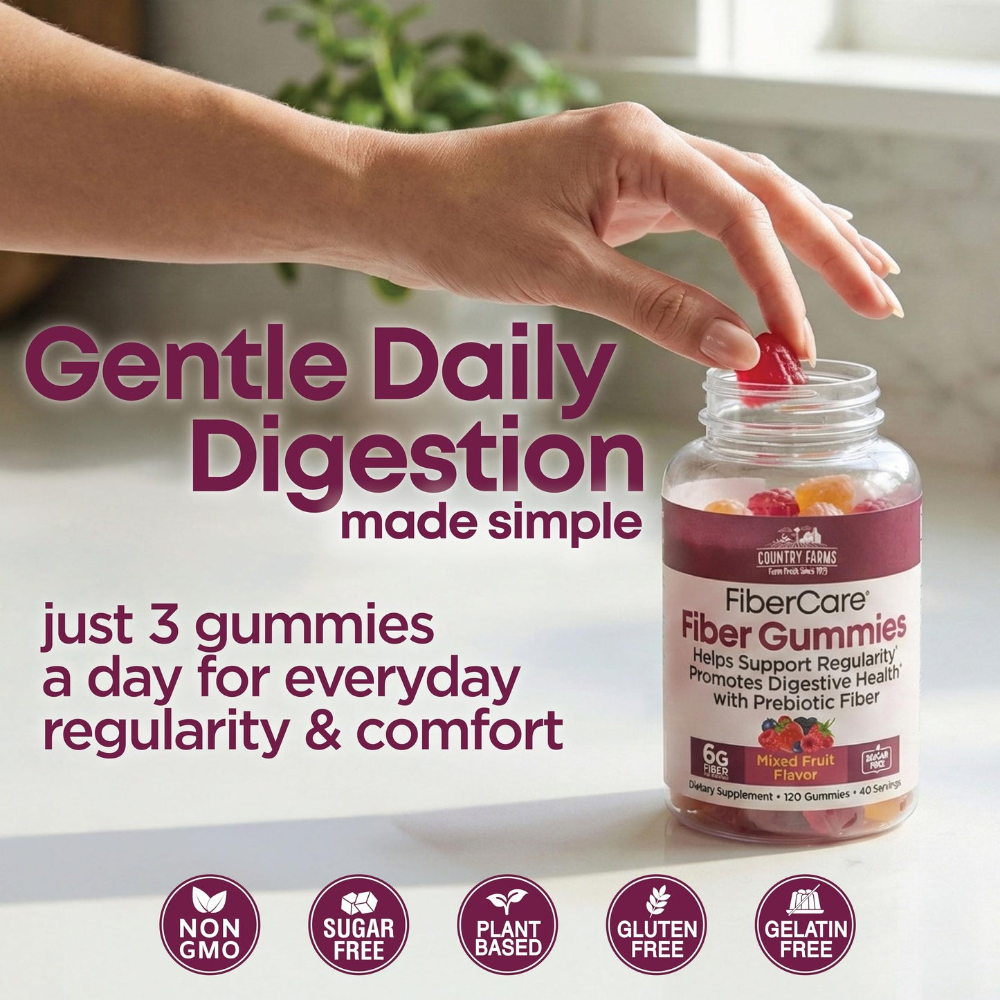 Country Farms Fiber Care Prebiotic Gummies, 240 Count