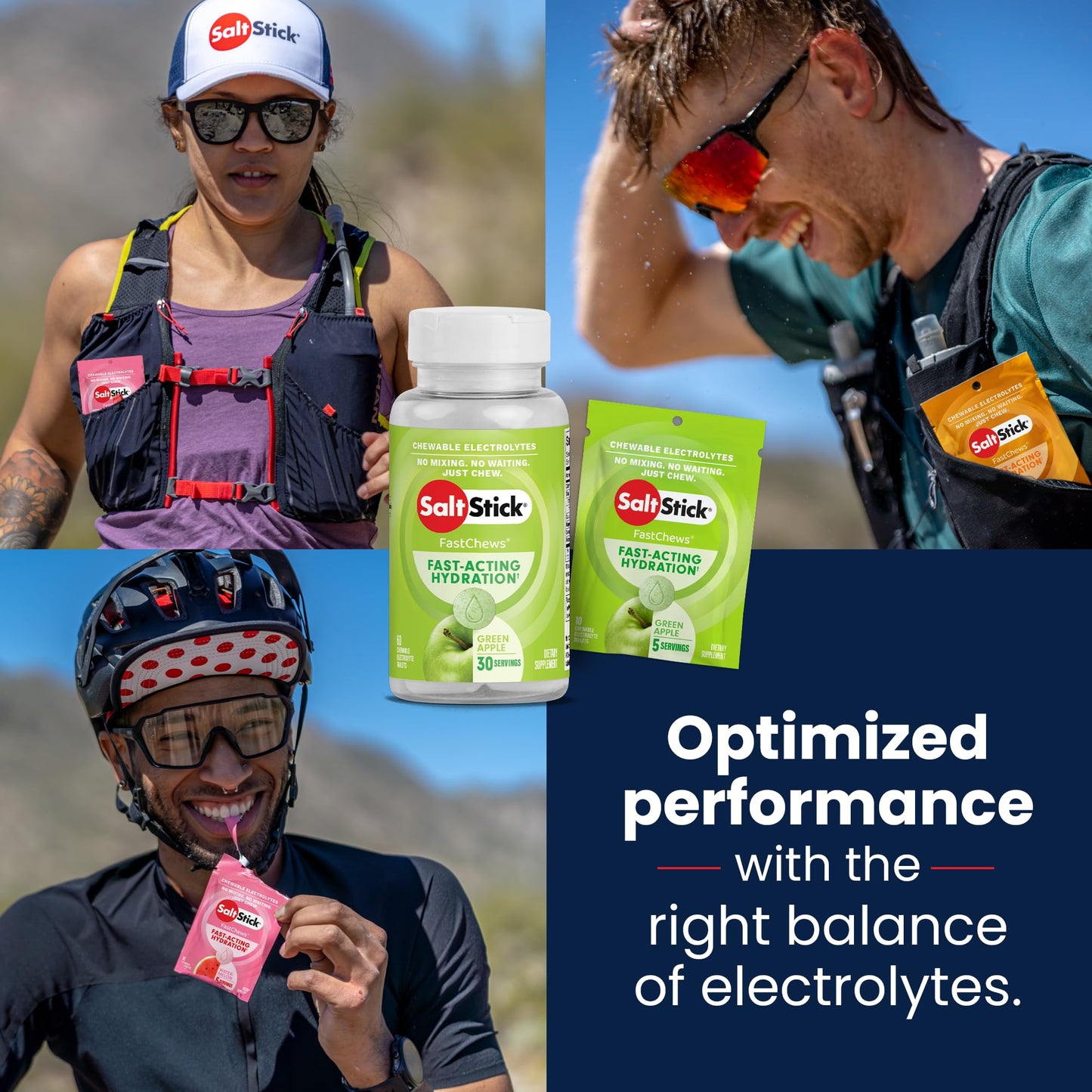 SaltStick Electrolyte FastChews Chewable Tablets, 60 Count