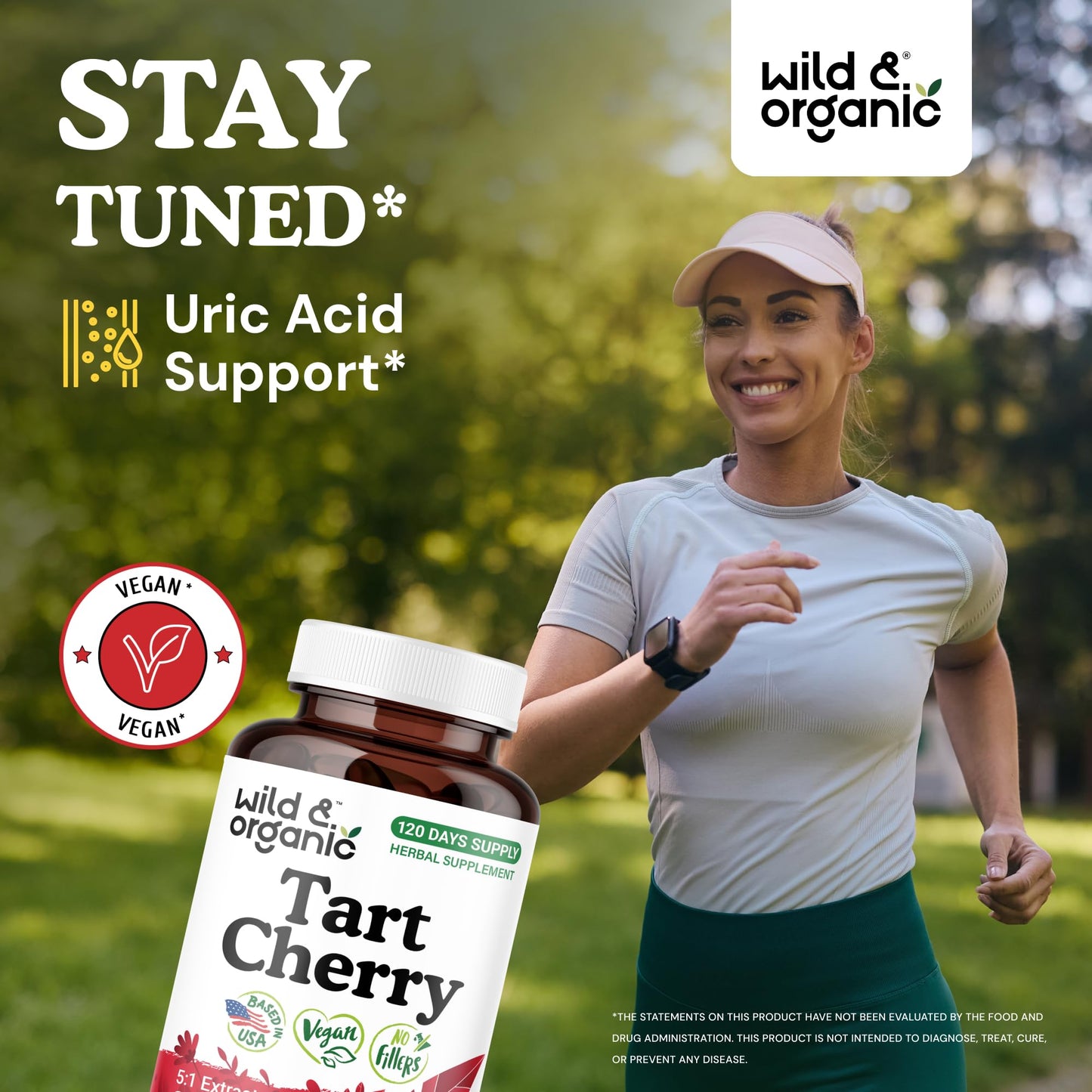 Wild & Organic Tart Cherry 600 mg Capsules, 120 Count