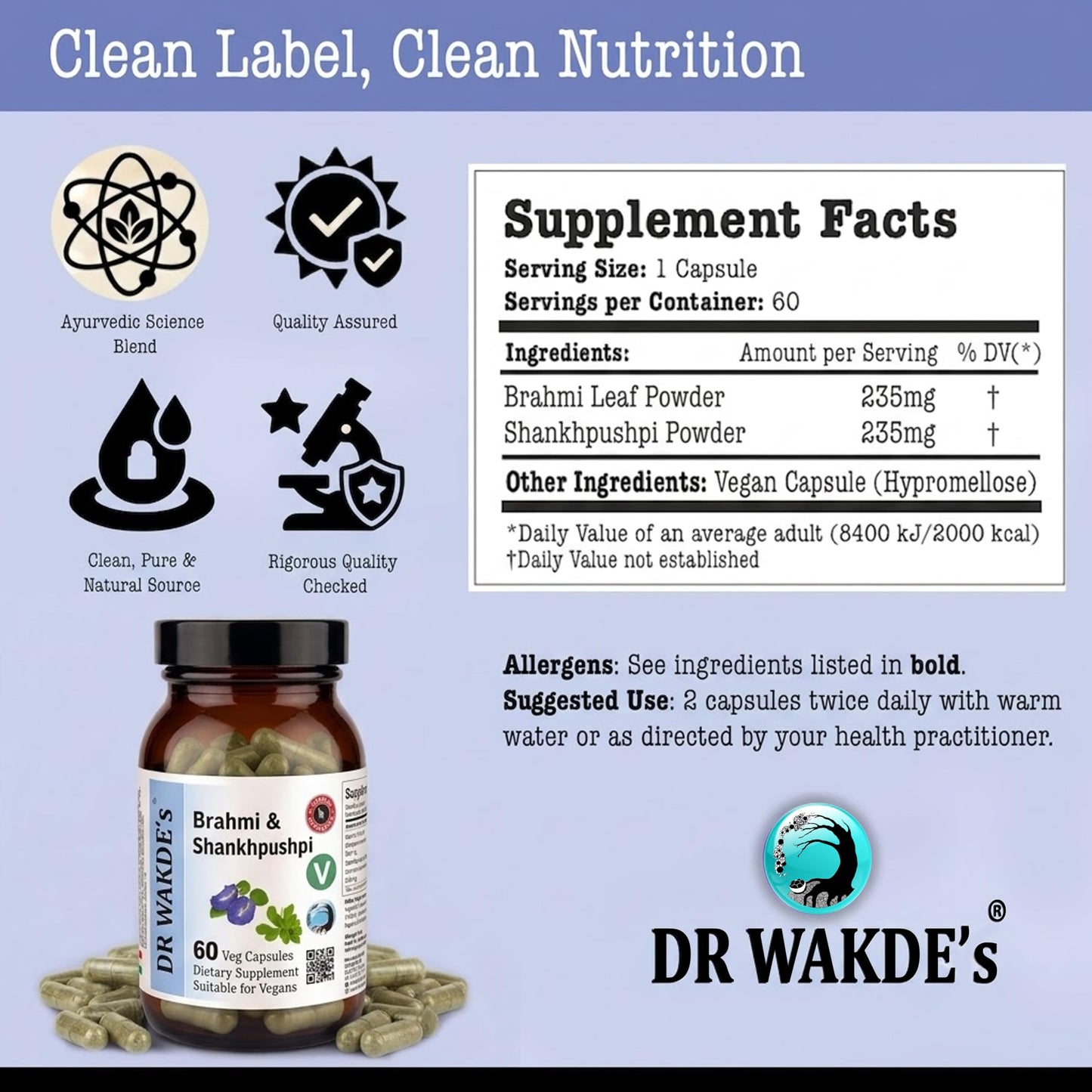 DR WAKDE's Brahmi & Shankhpushpi Capsules, 1 Capsule