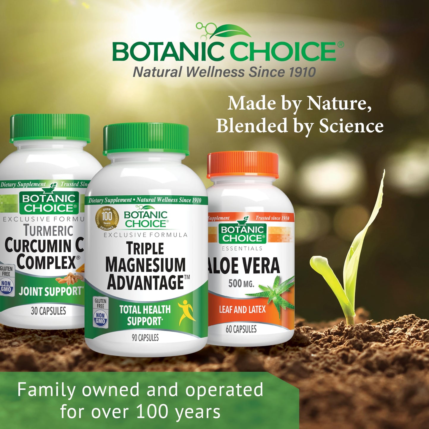 Botanic Choice Triple Magnesium Advantage Magnesium Aspartate Citrate & Lactate Complex Supplement for Nerve, Digestive, Muscular & Heart Health for Men & Women, 90 Capsules
