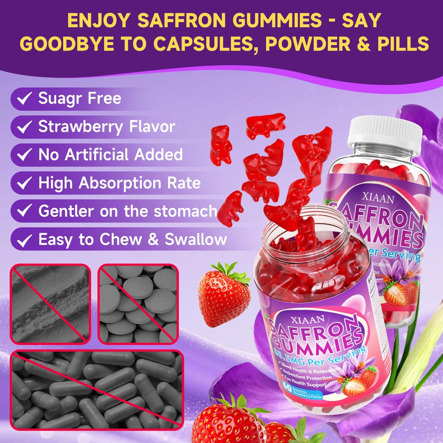 XIAAN Saffron Gummies 120 Count