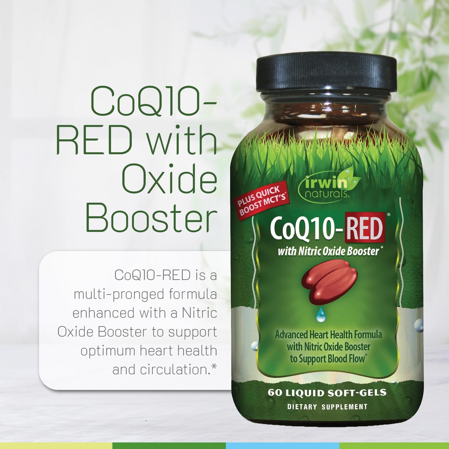 Irwin Naturals CoQ10-RED with Nitric Oxide Booster & MCTs Softgels, 60 Count, 2-Pack