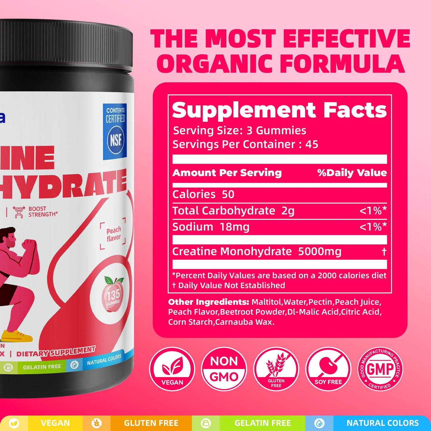 ON GREENVITA NUTRITION Creatine Monohydrate Gummies 135 Gummies