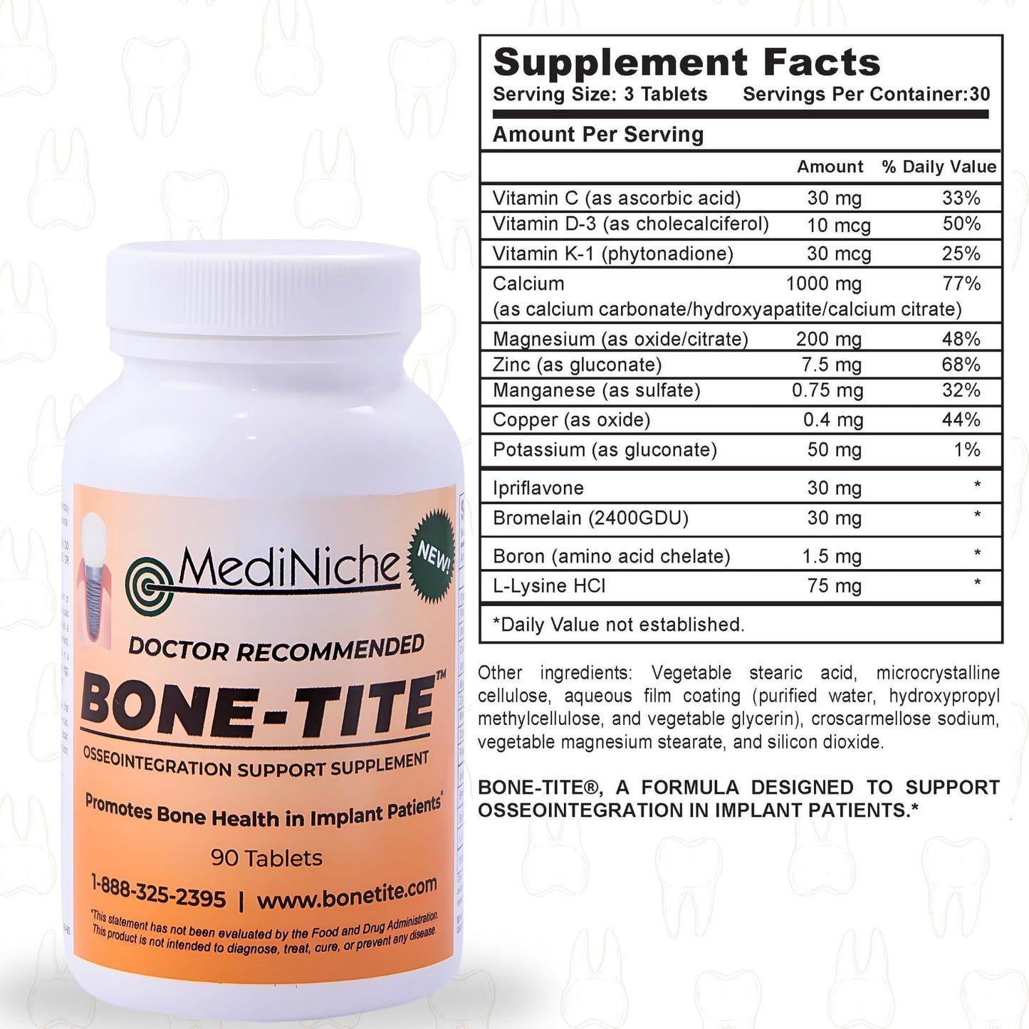 MediNiche Bone-Tite Osseointegration Support Supplement 90 Tablets