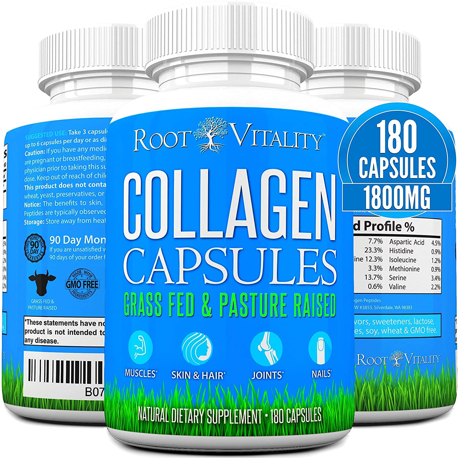 Root Vitality Collagen Peptides Capsules 180 Count