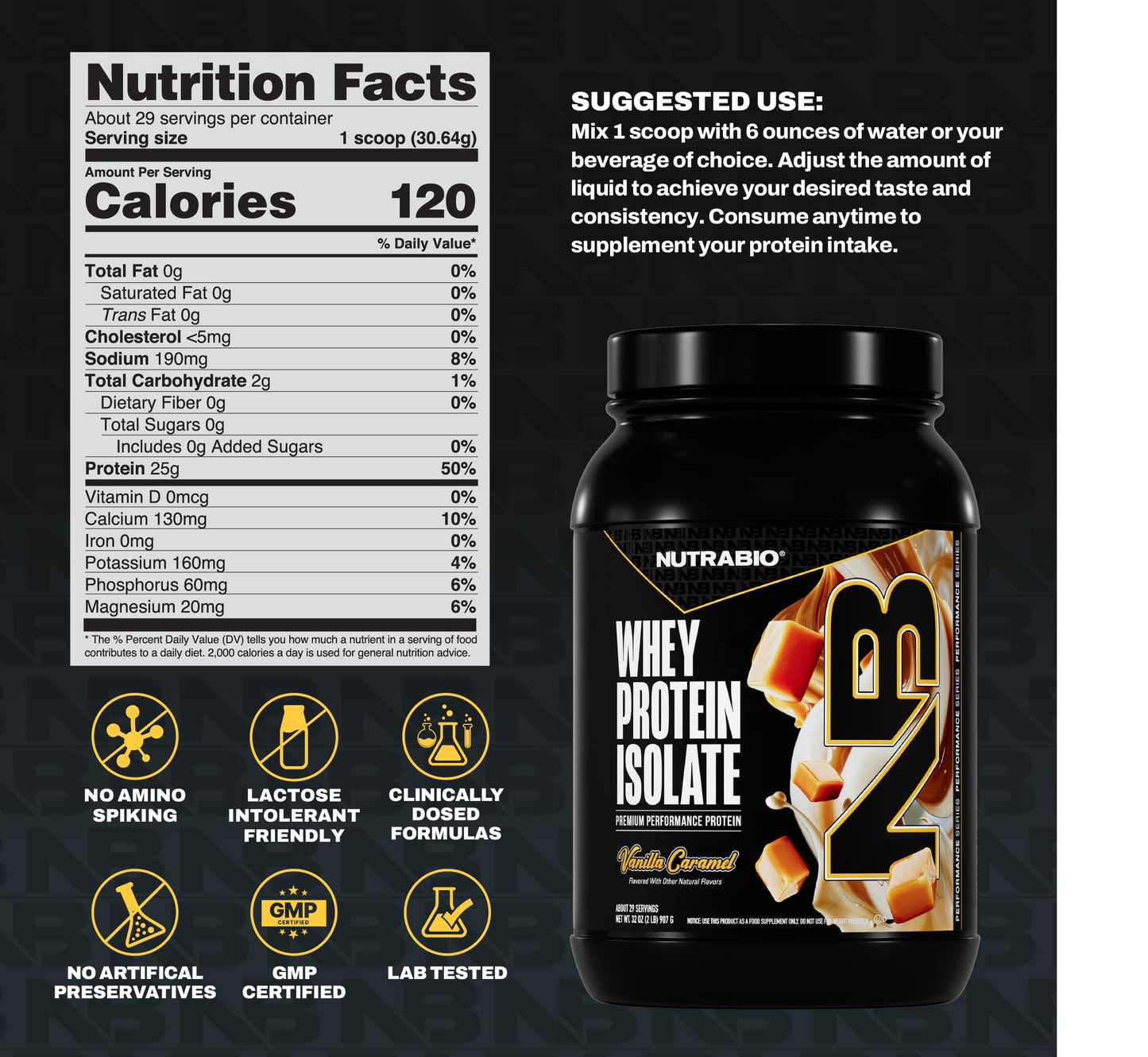 NutraBio 100% Whey Protein Isolate Protein Powder Alpine Vanilla, 32 Servings