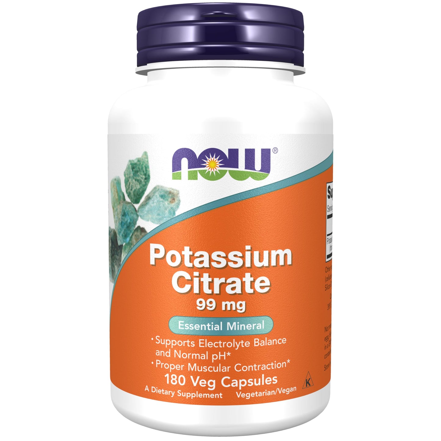 NOW Foods Potassium Citrate 99 mg Capsules, 180 Count