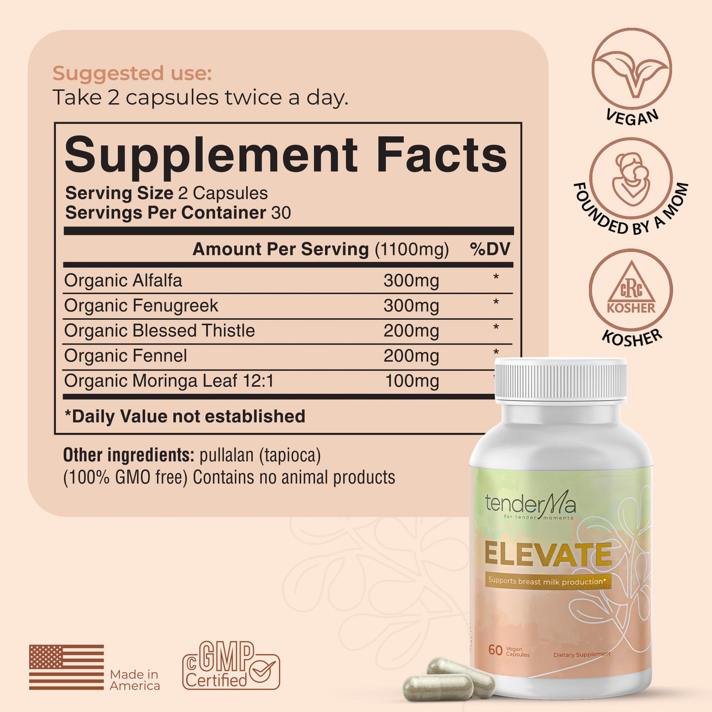 tenderMa Elevate Lactation Supplement 60 Capsules