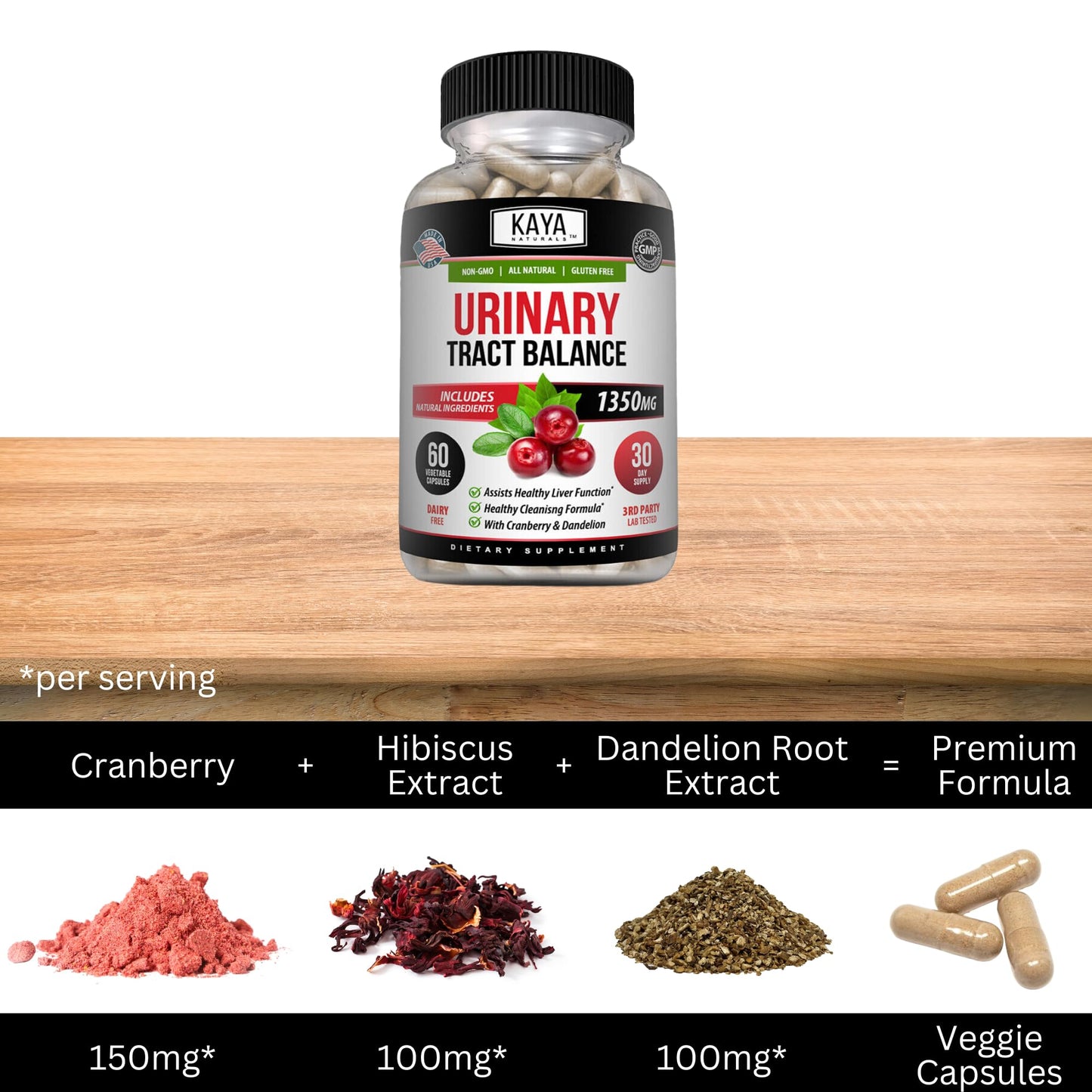 Kaya Naturals D-Mannose Cranberry Supplement Capsules 120 Capsules