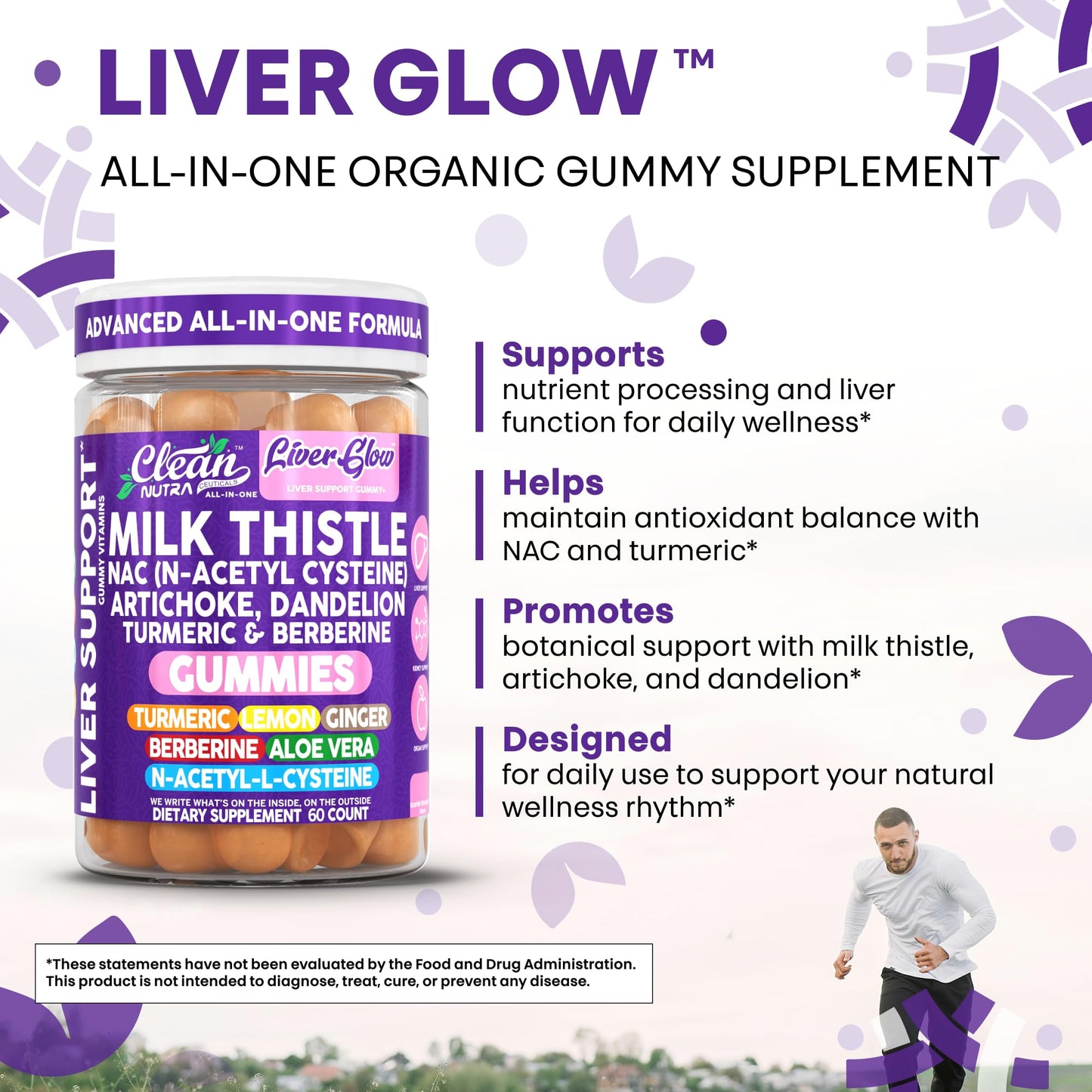 Clean Nutraceuticals Milk Thistle NAC Supplement 60 Gummies