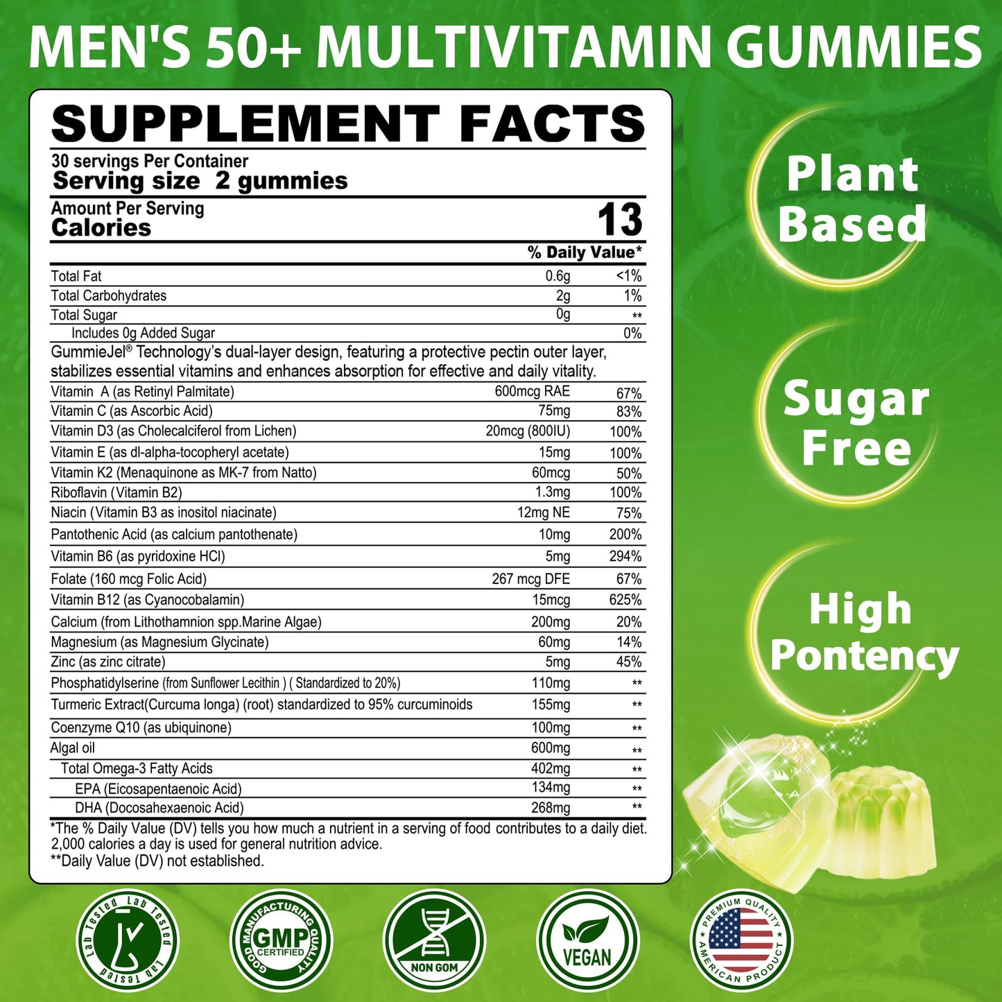 NEVISS Multivitamin for Men 50+ Plus, 60 Gummies