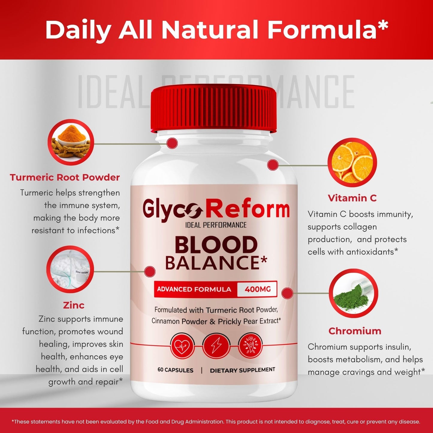 IDEAL PERFORMANCE Glyco Reform Advanced Blood Formula Capsules, 120 Count