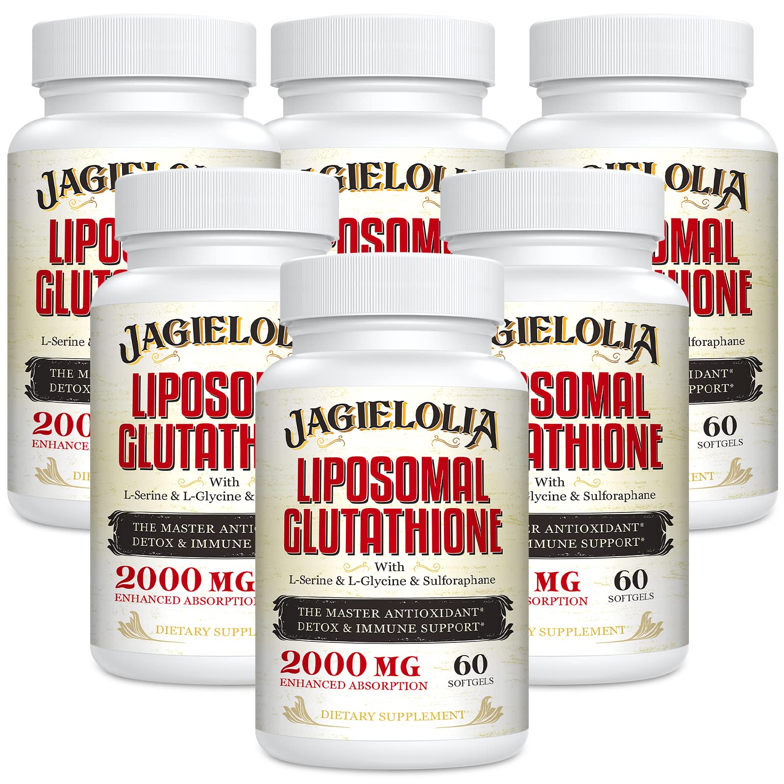 Jagielolia Liposomal Glutathione 2000 mg with L-Serine, L-Glycine & Sulforaphane Softgels, 360 Softgels