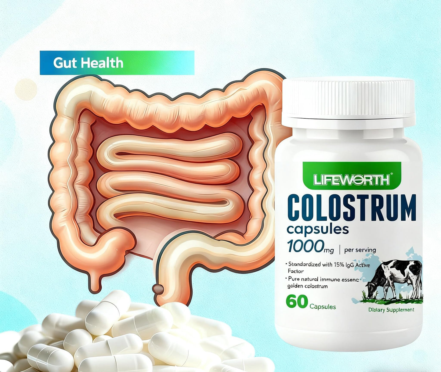 LIFEWORTH Pasture-Raised Colostrum Capsule, 1 Count