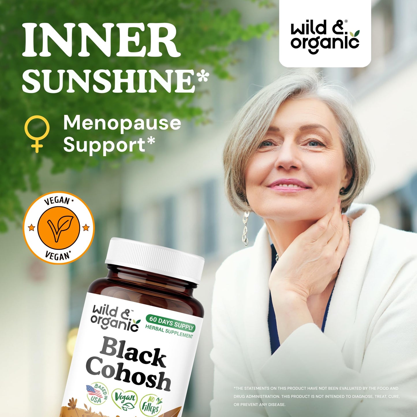 Wild & Organic Black Cohosh Capsules 540 mg, 60 Count