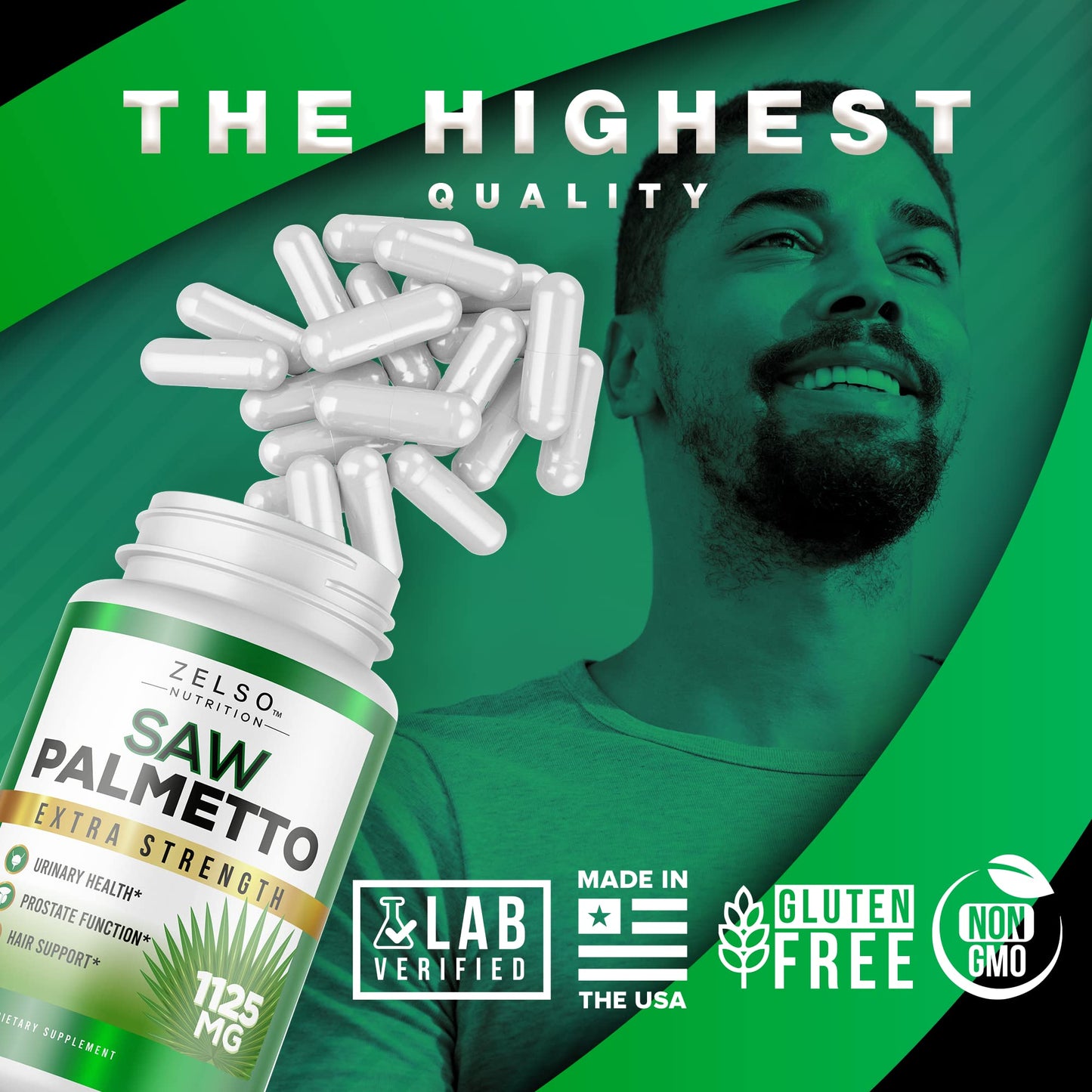 ZELSO Saw Palmetto Prostate Supplement for Men, 120 Capsules