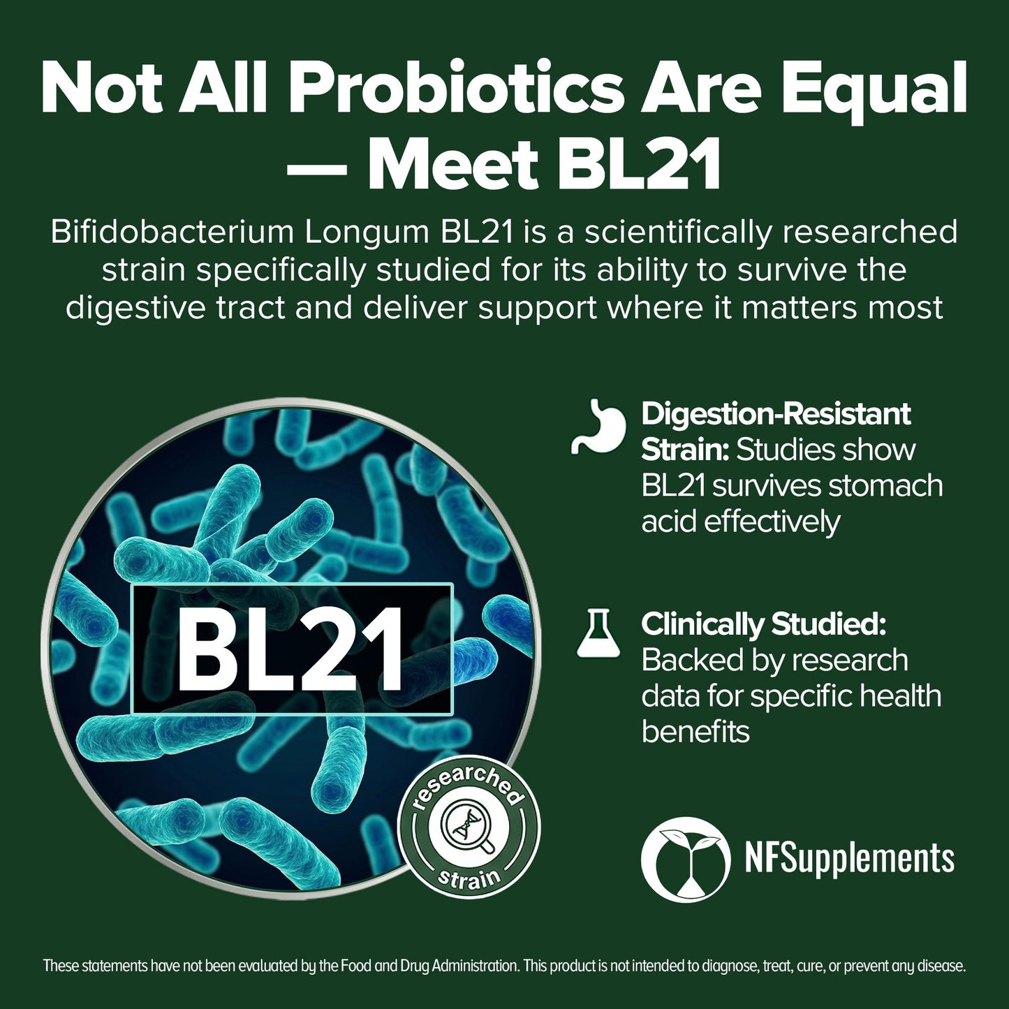 Natural Foundation Supplements Bifidobacterium Longum Probiotic Tablets 240