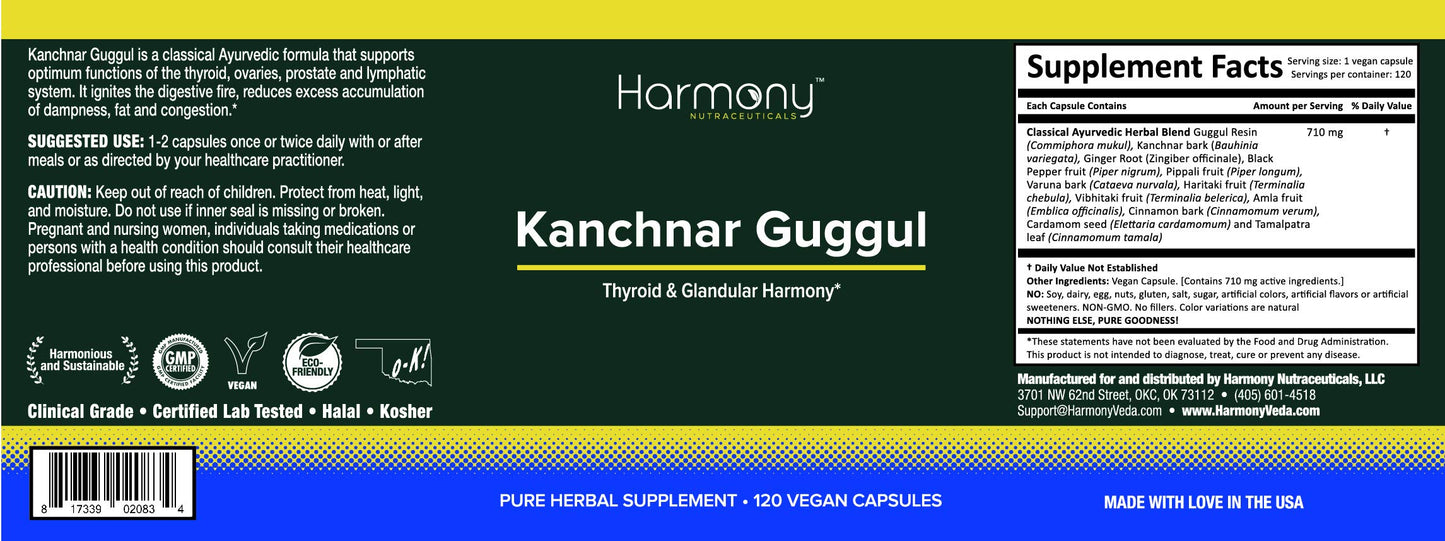 Harmony Nutraceuticals Kanchnar Guggul – Thyroid & Glandular Harmony Capsules 120