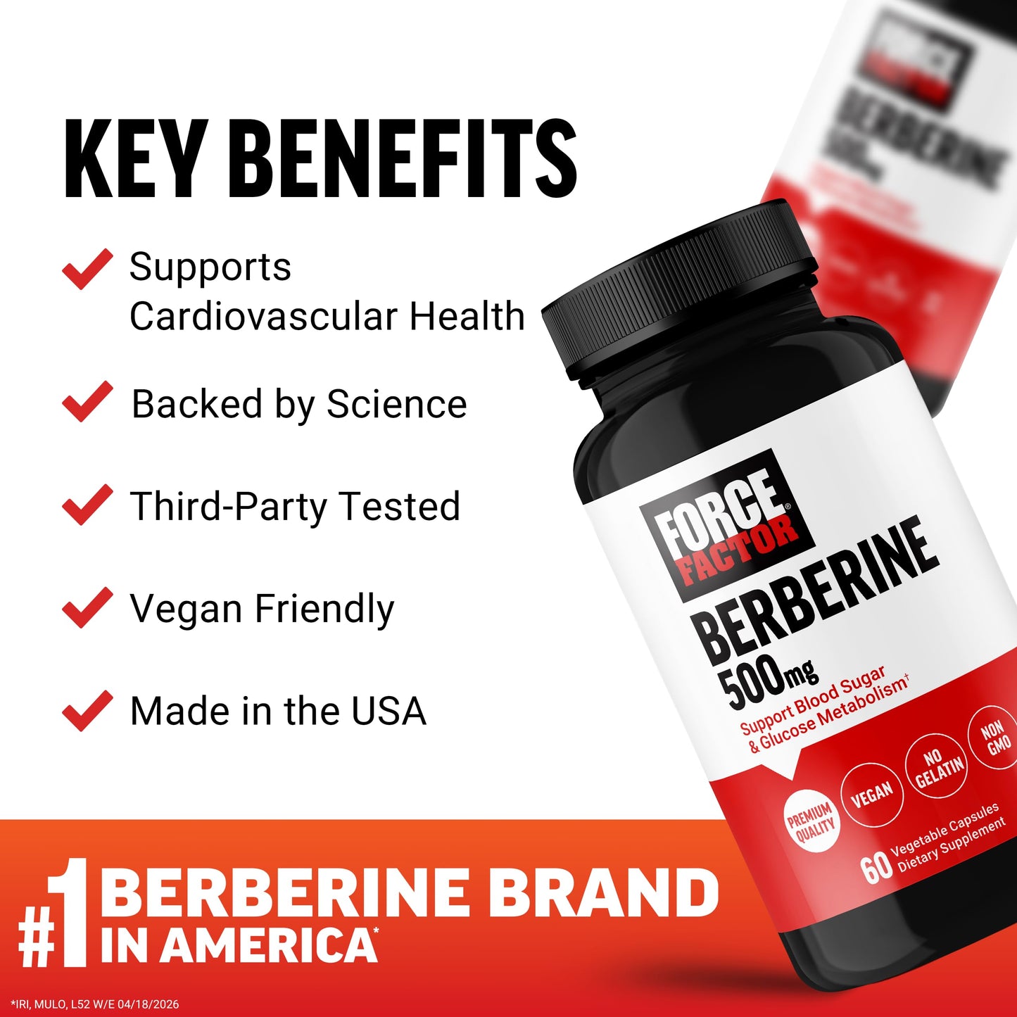 Force Factor Berberine Supplement Tablet, 60 Count
