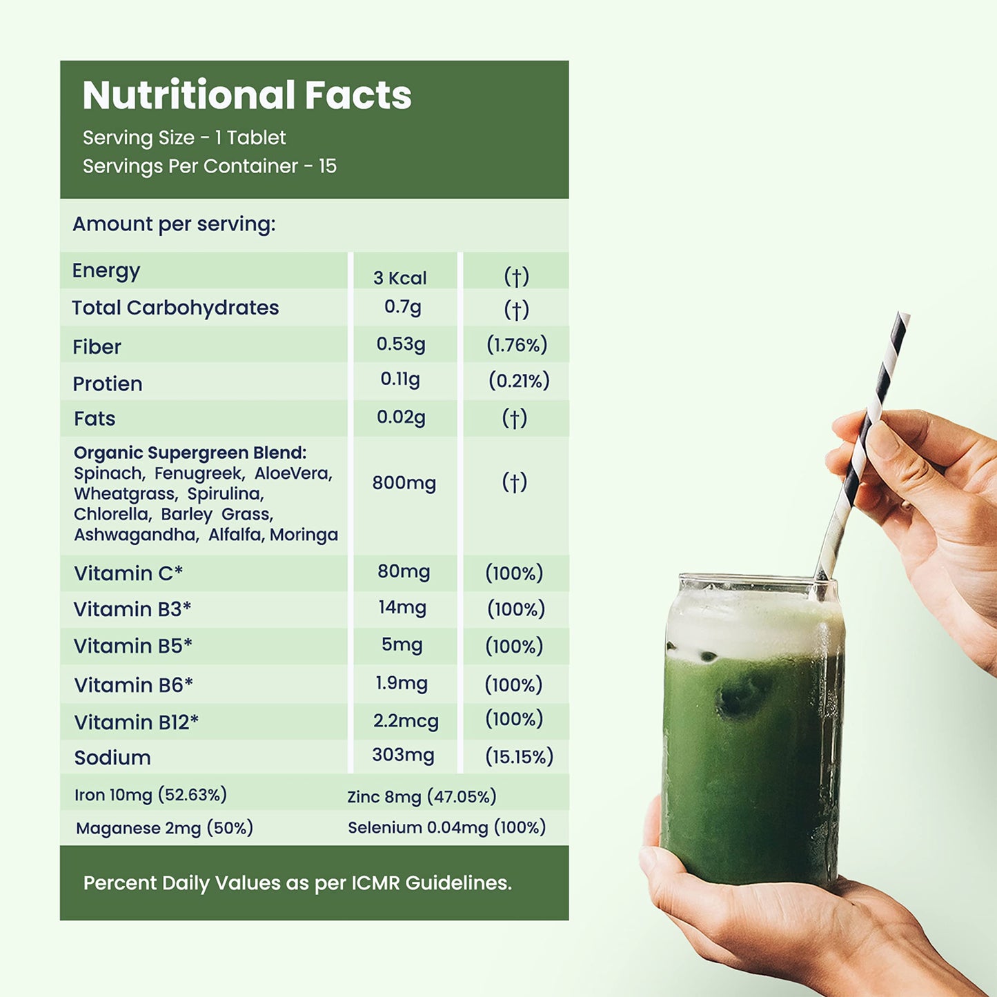 WELLBEING NUTRITION Daily Greens, 15 Tablets