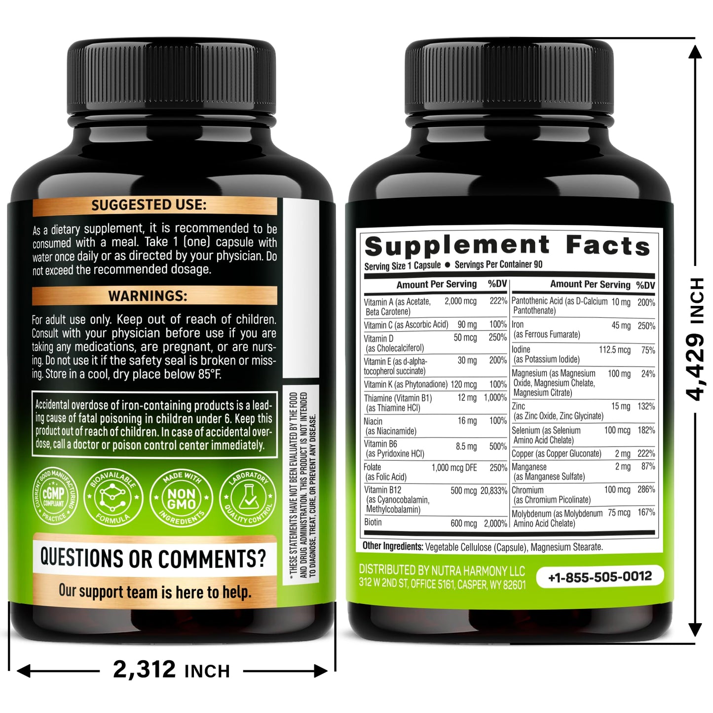 NUTRAHARMONY Vitamin B Complex & Bariatric Multivitamin Capsules, 150 Capsules