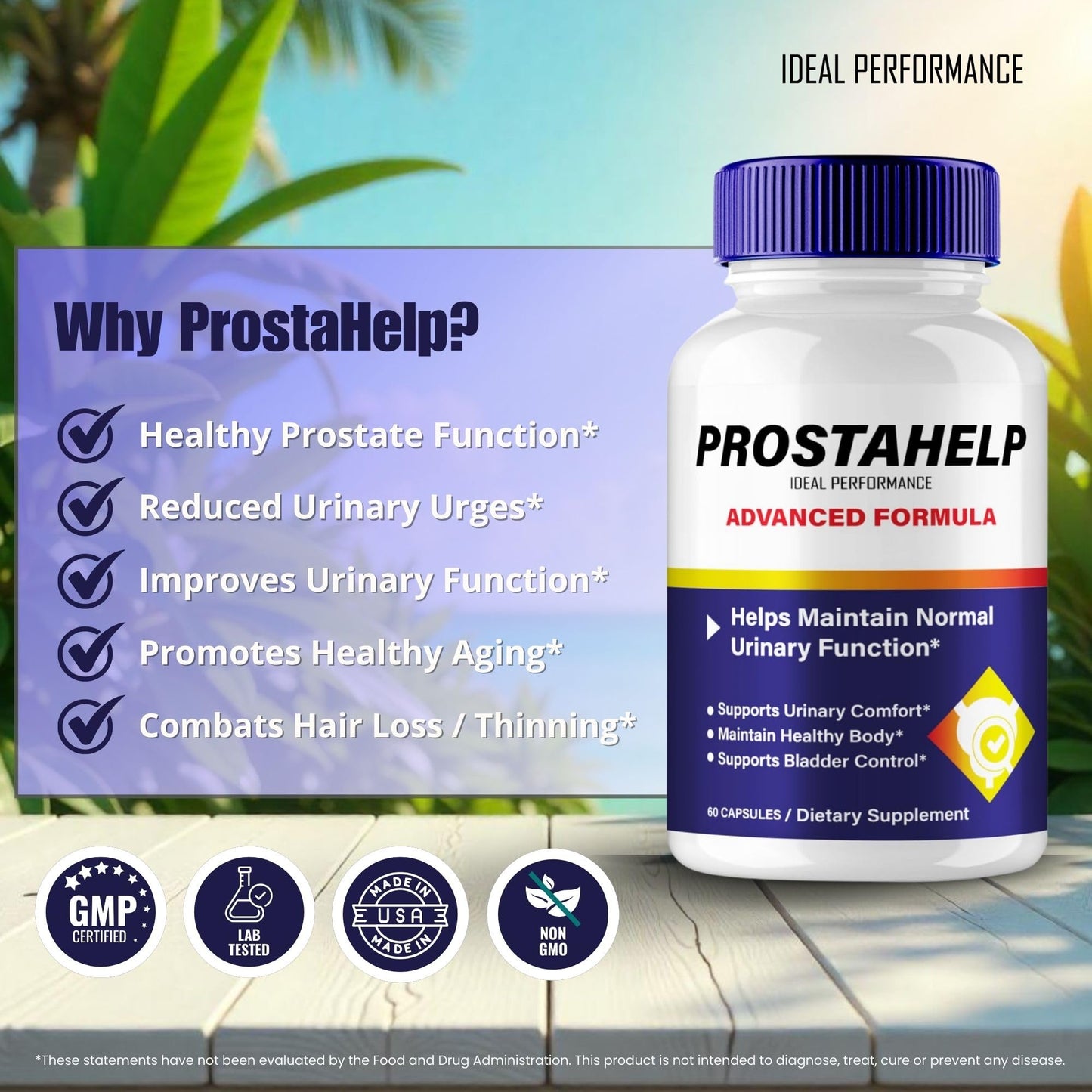 IDEAL PERFORMANCE ProstaHelp Prostate Health Supplements Capsules 60 Count