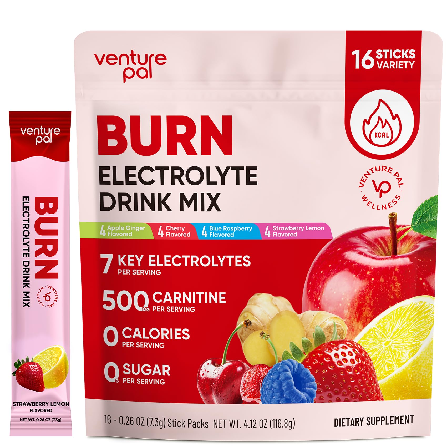 Venture Pal 2 in 1 Electrolyte Mix Powder Packets, Sugar Free, 16 Sticks Variety Pack
