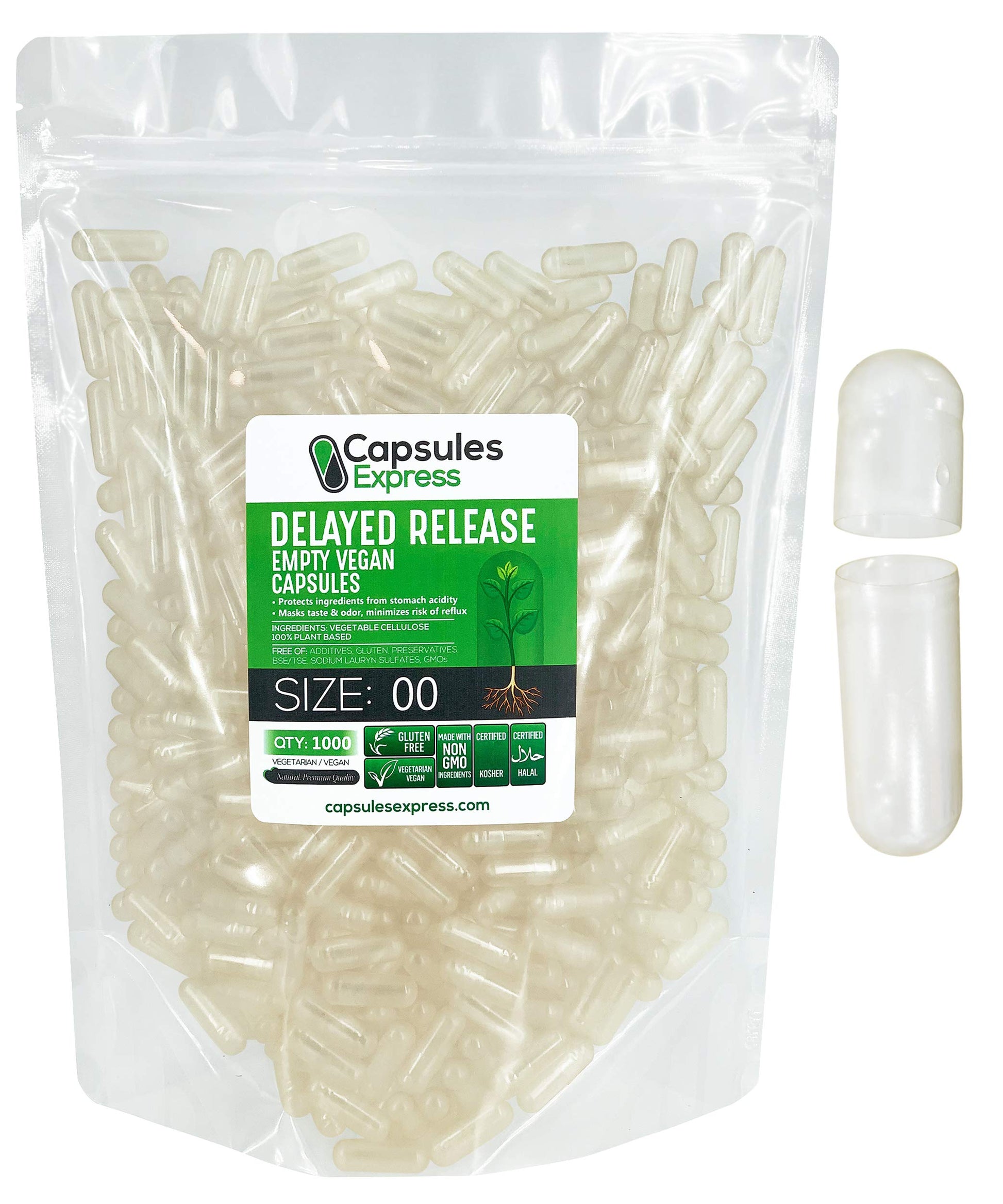 XPRS Nutra Delayed Release Empty Capsules Size 00, 1000 Count