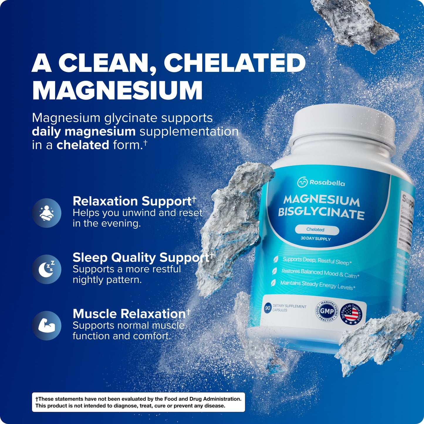 Rosabella Magnesium Bisglycinate Capsules, 90 Capsules