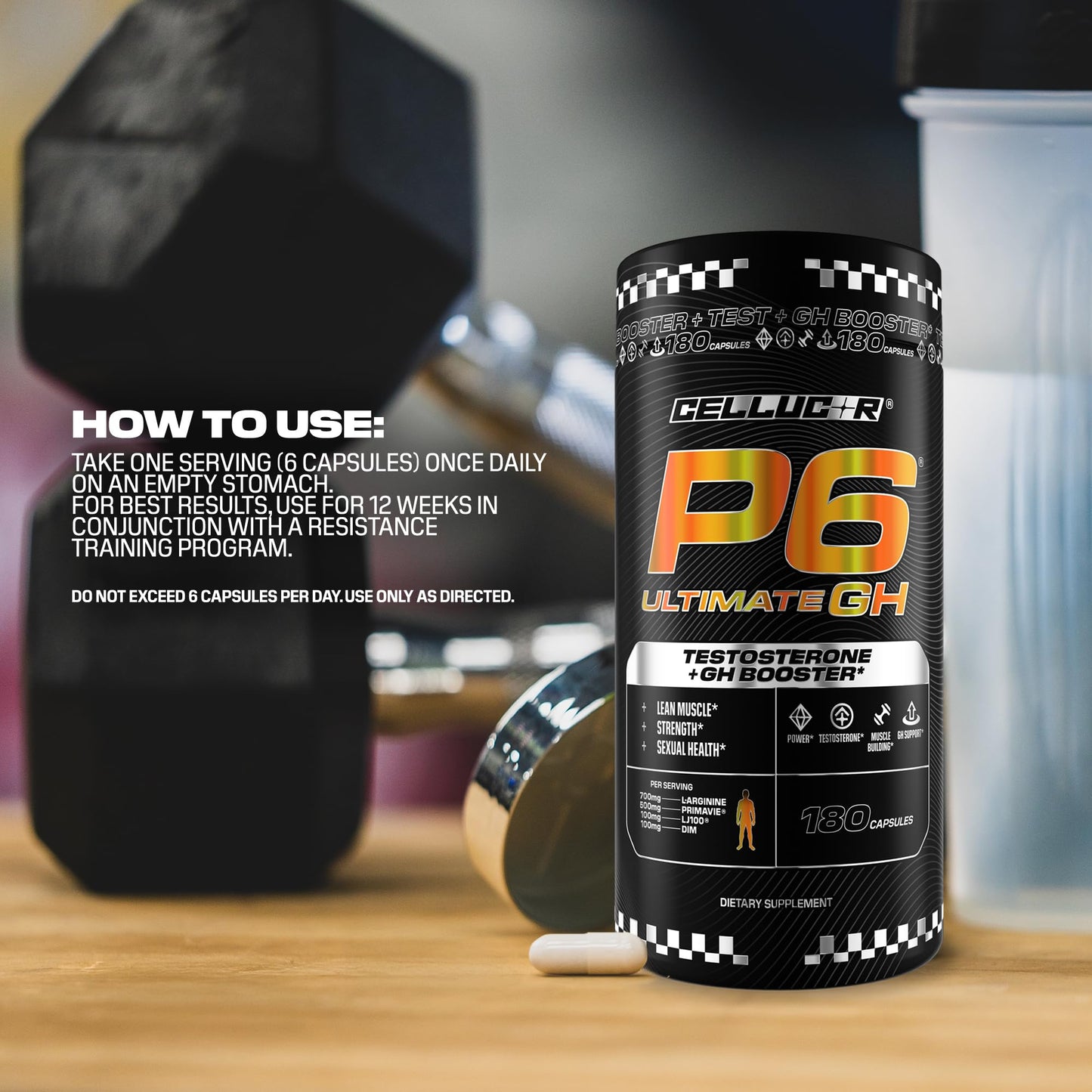 Cellucor P6 Ultimate GH Test Booster for Men Capsules, 180
