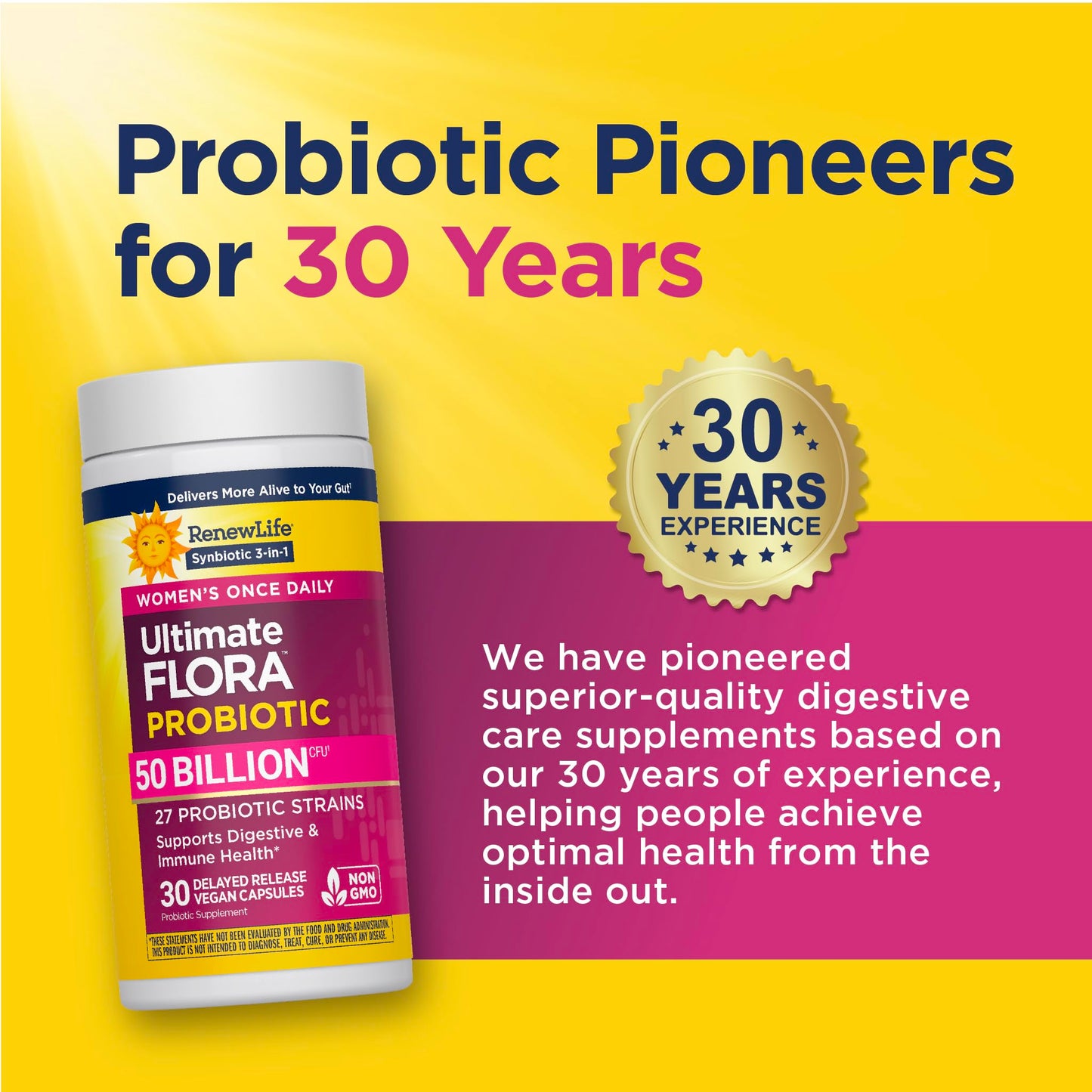 Renew Life Ultimate Flora Probiotic for Women with Prebiotics Capsules, 60 Count