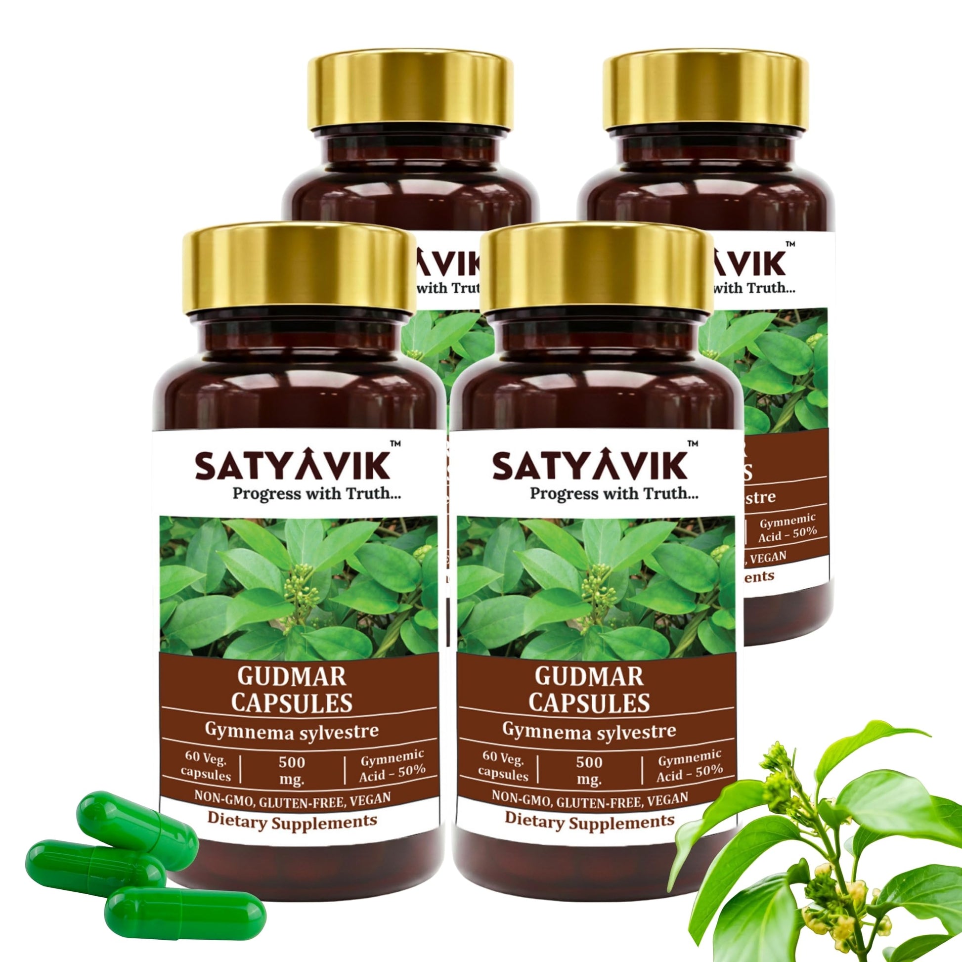 Satyavik Gurmar Gymnema Sylvestre Extract Capsules 500 mg, 240 Capsules