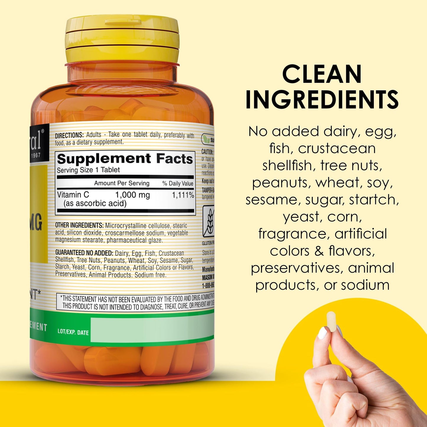 Mason Natural Vitamin C 1000 mg Tablet, 100 Count