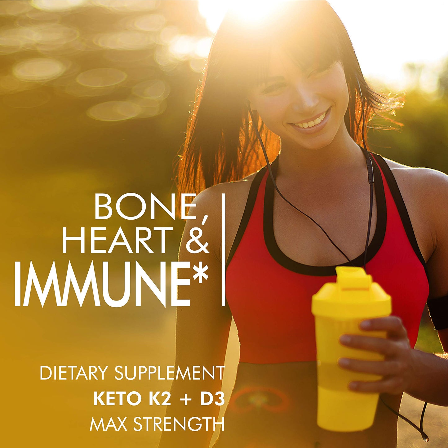 Slim Heat Vitamin K2 + D3 with Calcium - Bone, Heart and Immune Formula - K2 D3 Vitamin Supplement for Women and Men, 60 Capsules