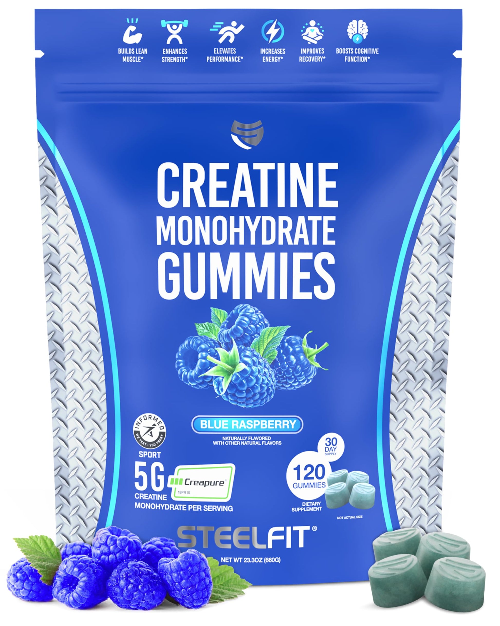 SteelFit Creapure Creatine Monohydrate Gummies, 120 Gummies